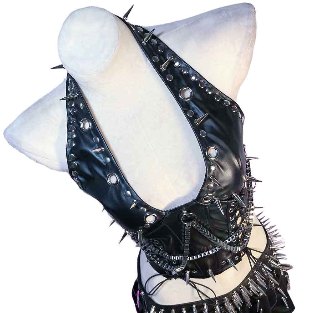 Goth Tops Y2K Ladies Gothic Tank Grunge Emo Clothing Spiked Punk Rock Clothes