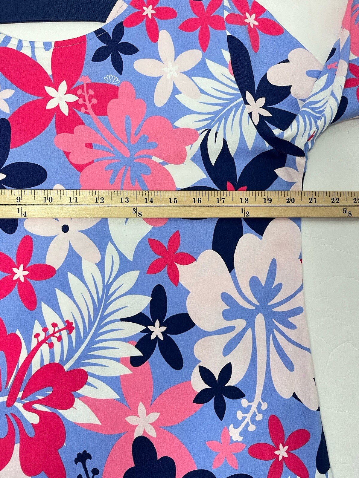 Ana Clare Dress Women XL Pink Blue Floral Knee Length 3/4 Sleeve Active Cotton