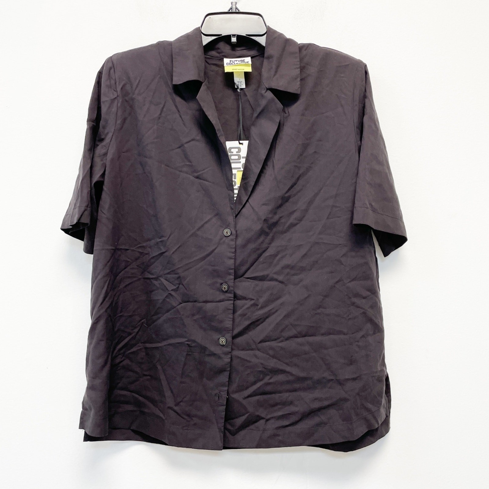 Future Collective Black Button-Down Shirt Short Sleeve Size Small