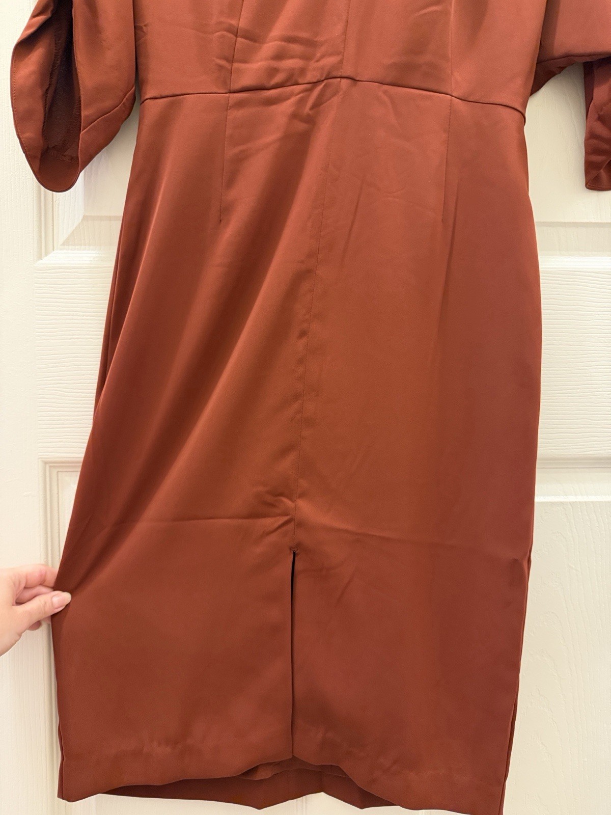 Banana Republic Rust V-Neck Short Sleeve Knee Length Pencil Dress Petite 2