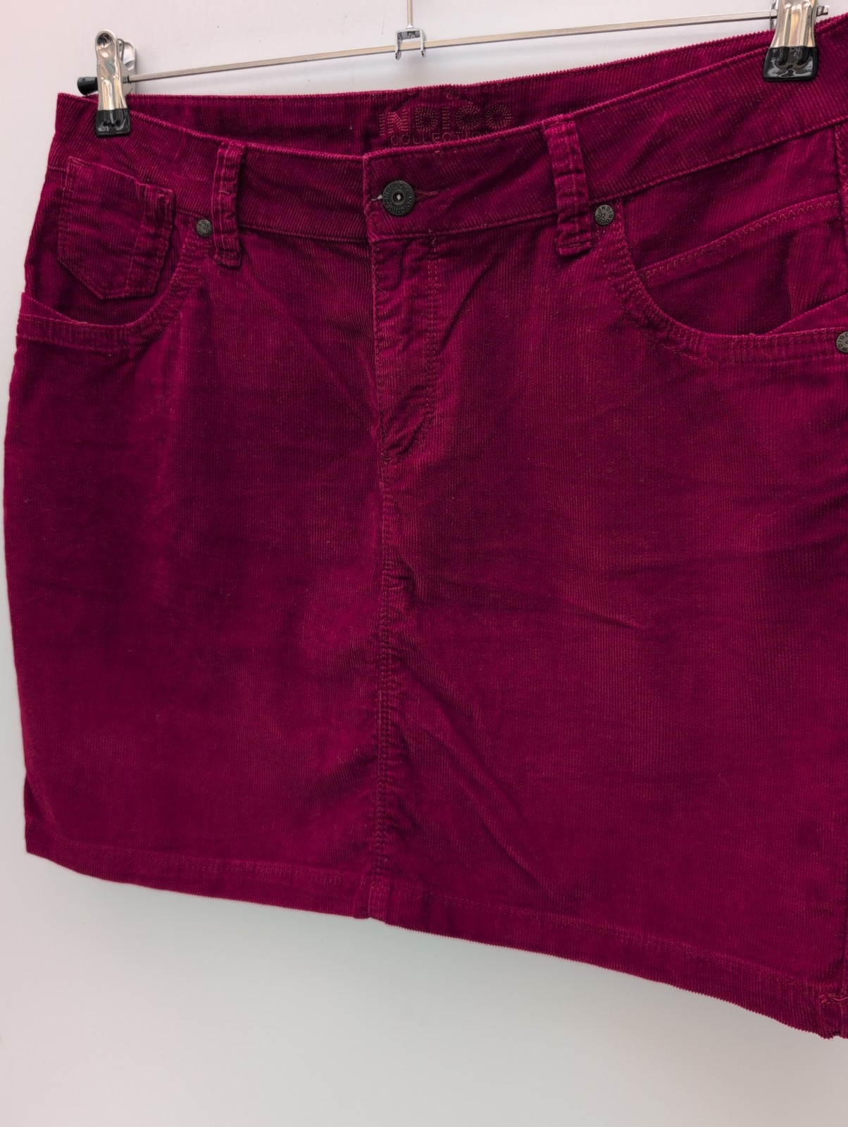 M&S Indigo Collection Corduroy Mini Skirt in Berry Colour Size UK 14 Length 18″.