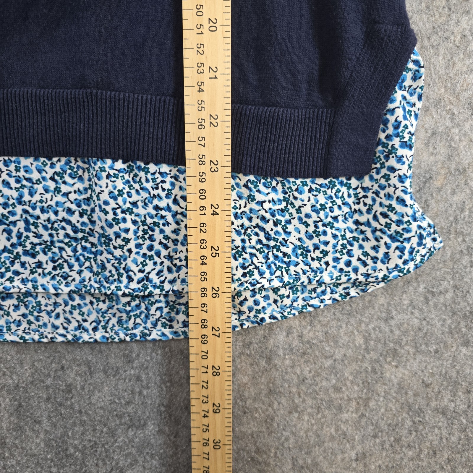 LOFT by Ann Taylor Navy Blue Short Sleeve Light Sweater Size Small Double Layer