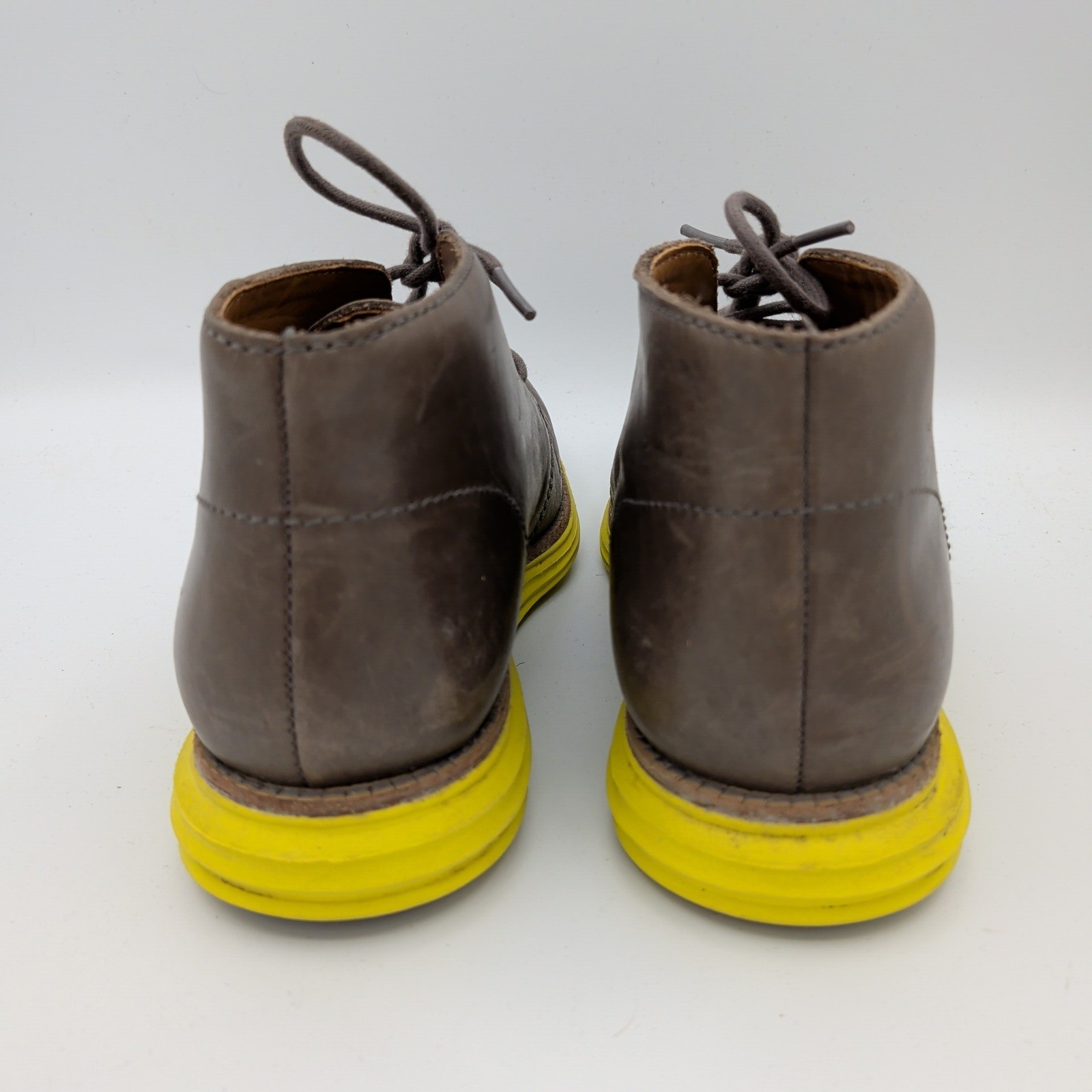 Cole Haan Lunargrand Chukka Boots Mens 7M Brown Leather Volt Yellow C20319