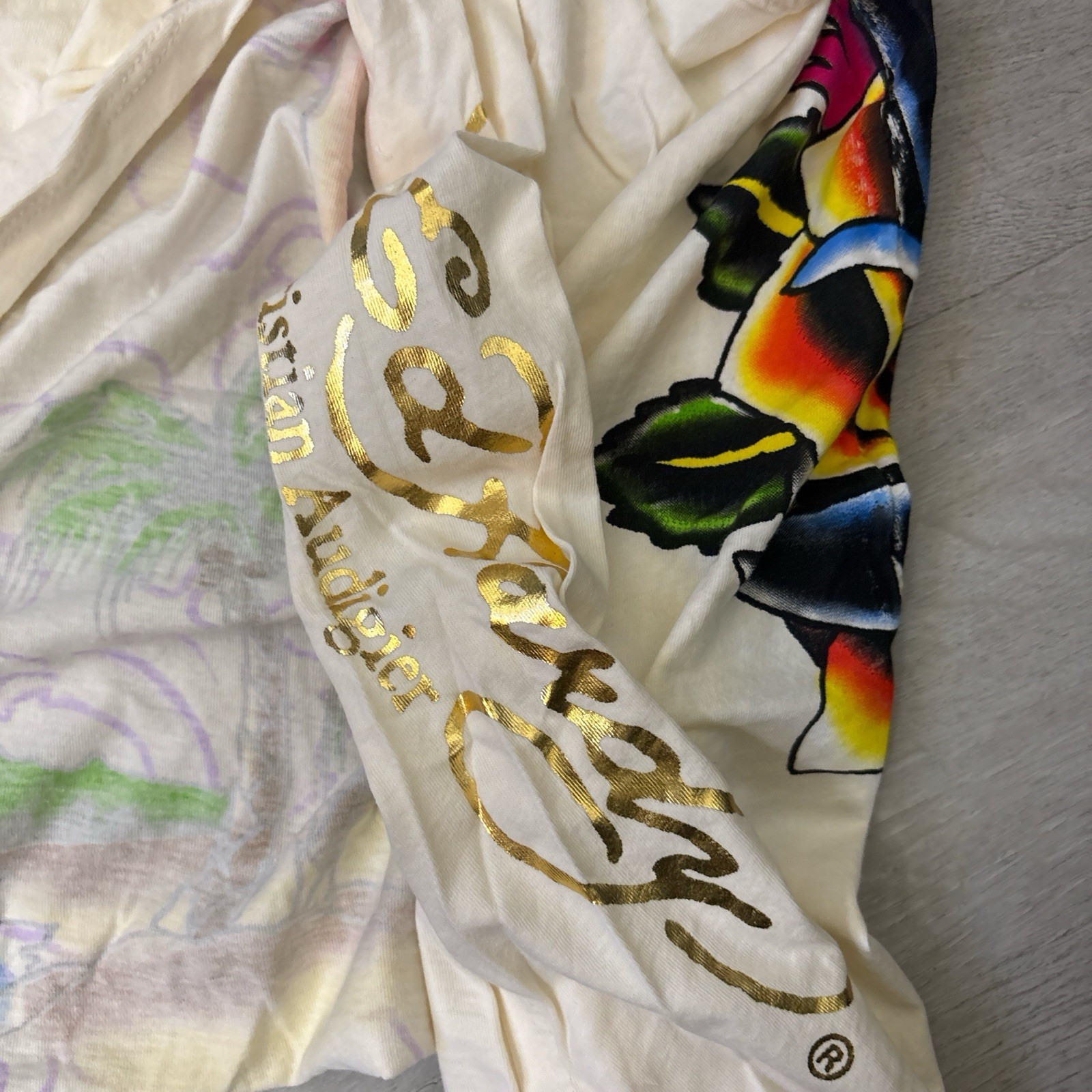 RARE Vintage Ed Hardy By Christian Audigier Babydoll Bow Adjustable Dress Top OS