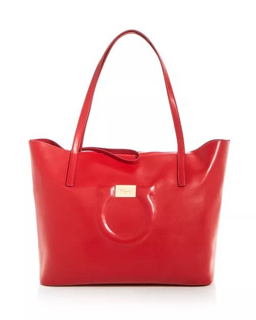 Salvatore Ferragamo City Tote – Red Leather | Gold Gancini Hardware Mint/Unused
