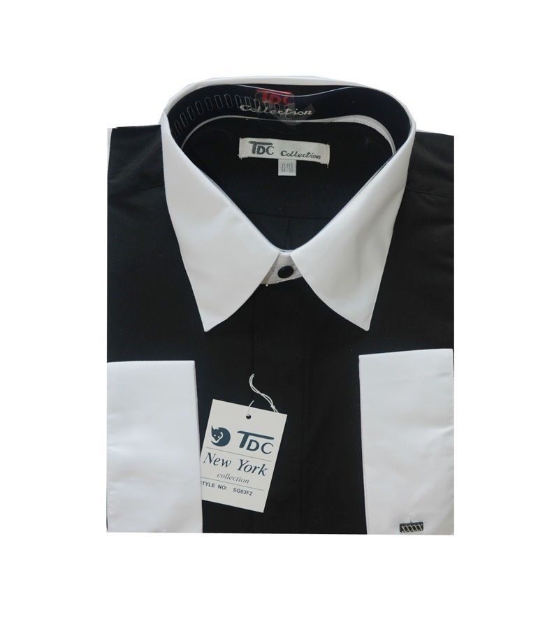 New Men’s Stylish French Cuff Dress Shirt Two-Tone 10 + Colors M to 4X New 03F2
