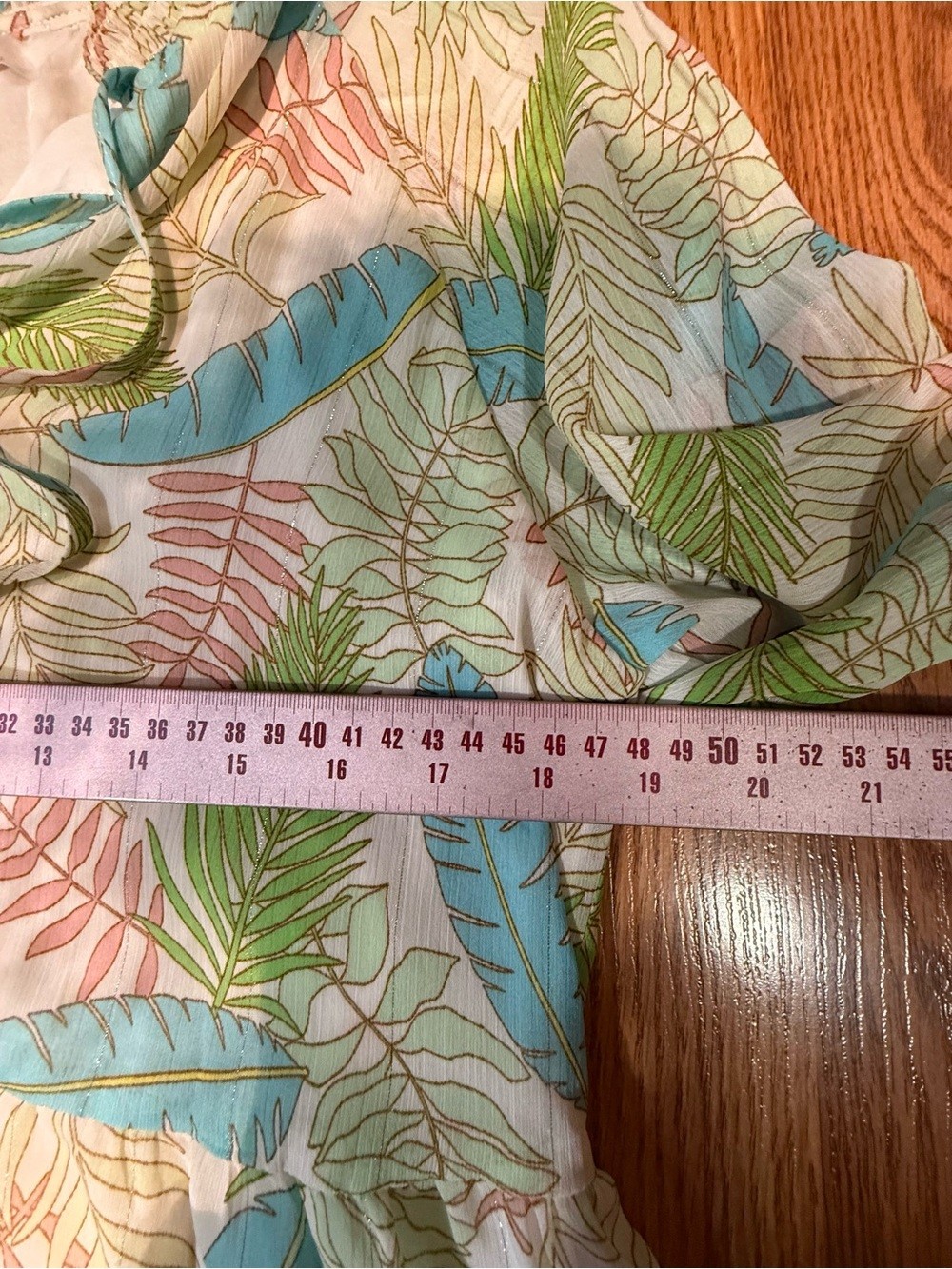 ESQUALO White Midi Dress with Blue and Green Leaf Print