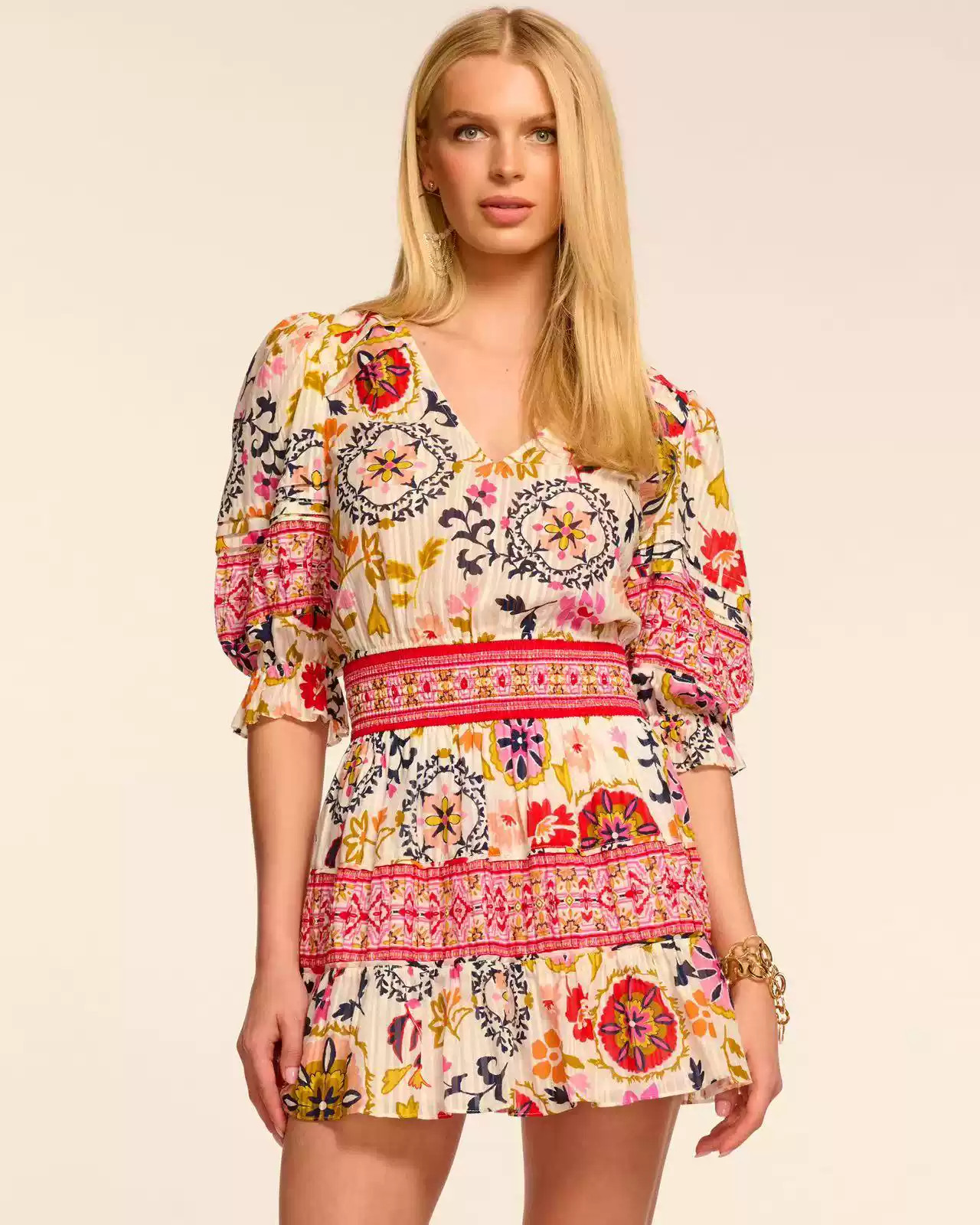 Ramy Brook Floral Peasant Blouse Womens Boho Top