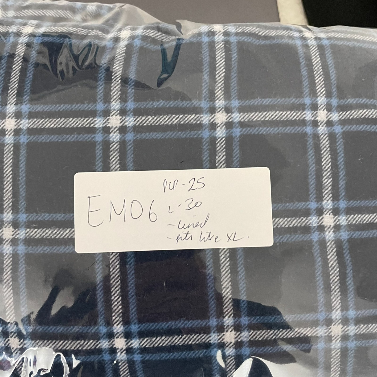 Men’s Lined Blue Flannel Shacket Jacket Size XL Extra Large Striped Button Up