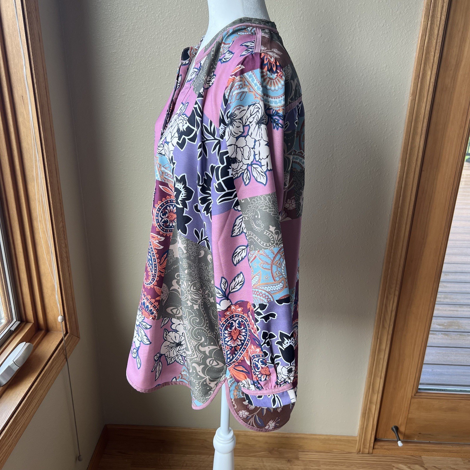 Soft Surroundings Alvadore Fleur Top Women’s L Petite Floral Patchwork Tunic