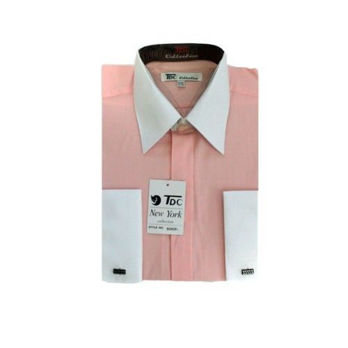 New Men’s Stylish French Cuff Dress Shirt Two-Tone 10 + Colors M to 4X New 03F2