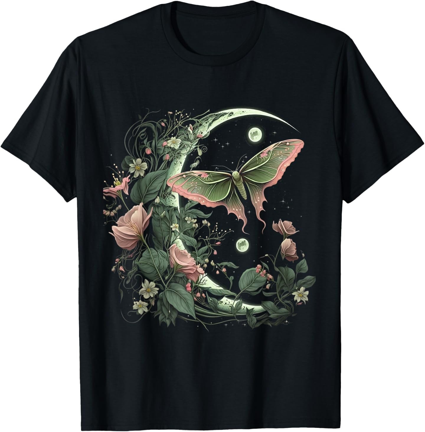 Moth and Butterfly moonphases Flowers cottagecore T-Shirt