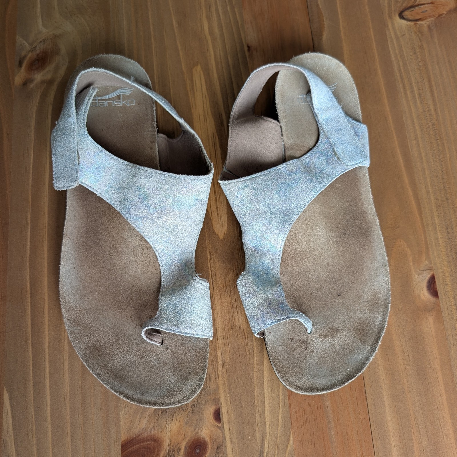 Dansko Reece Sandals Womens 42 US 11.5-12 Leather Toe Loop Pearl Iridescent