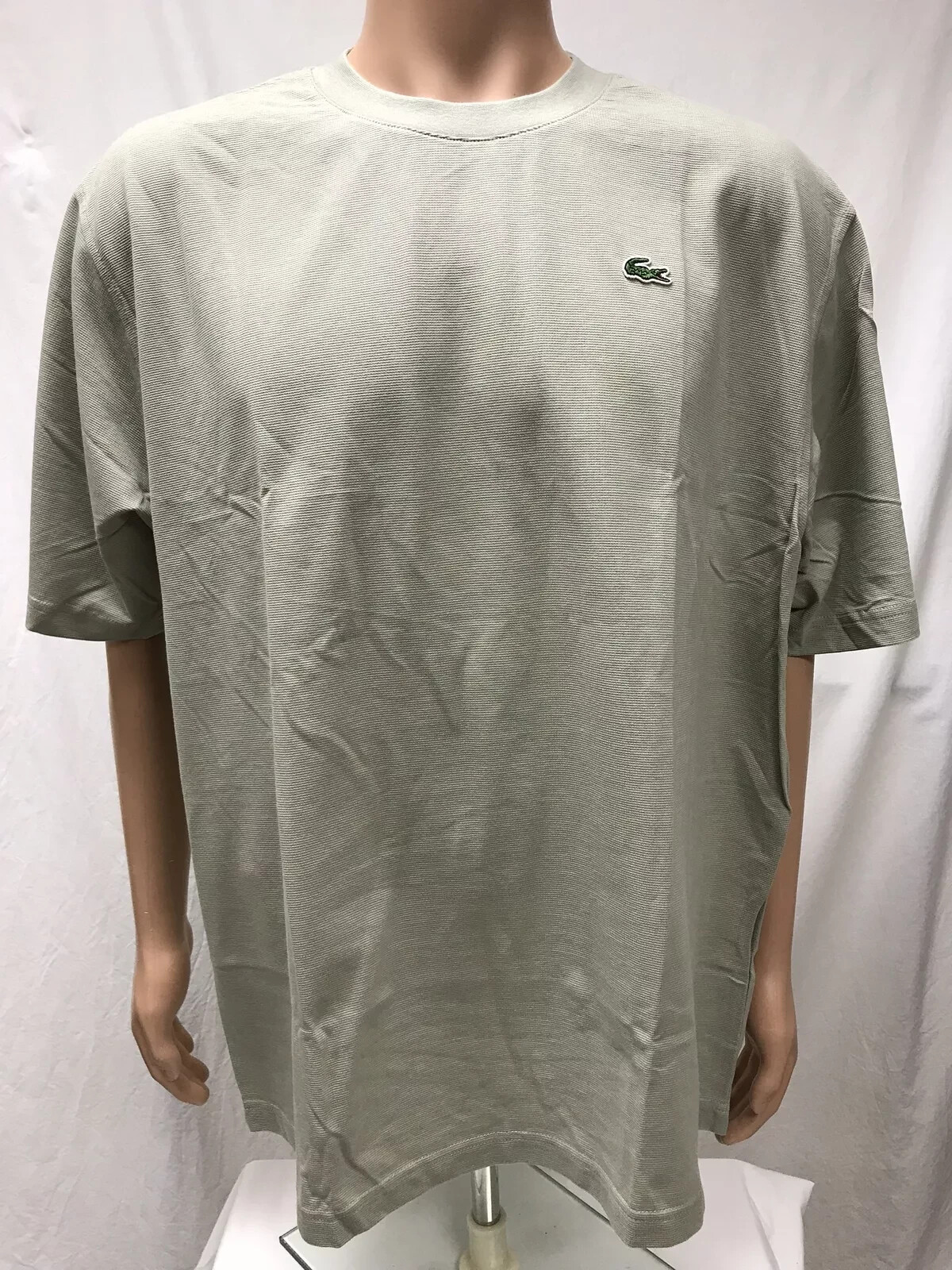 NWT Lacoste Men’s Crewneck Short Sleeve 100% cotton Tee, Gray, Size 4-9