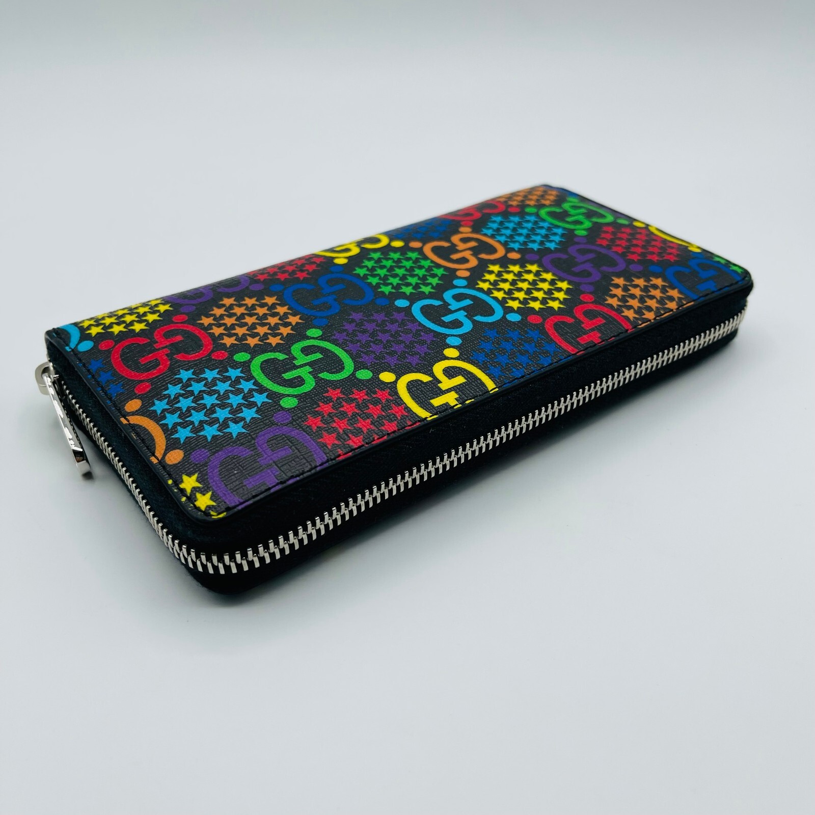 Gucci Rainbow Supreme GG Leather Psychedelic Zip Around Wallet 601079 1058 N