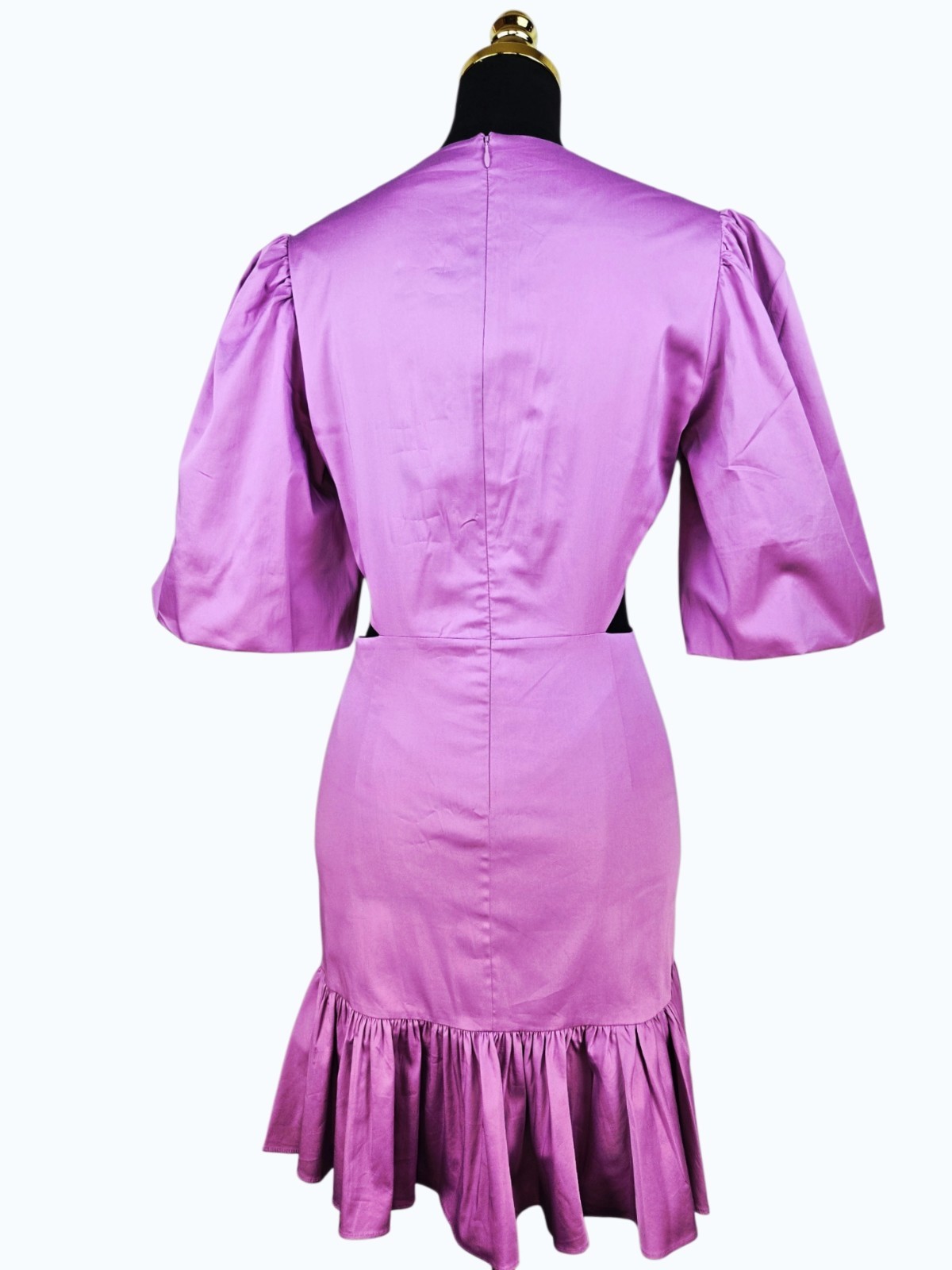 NWT $498 Veronica Beard Iker Dress Vivid Orchid Puff Sleeve Cutout Dress 8