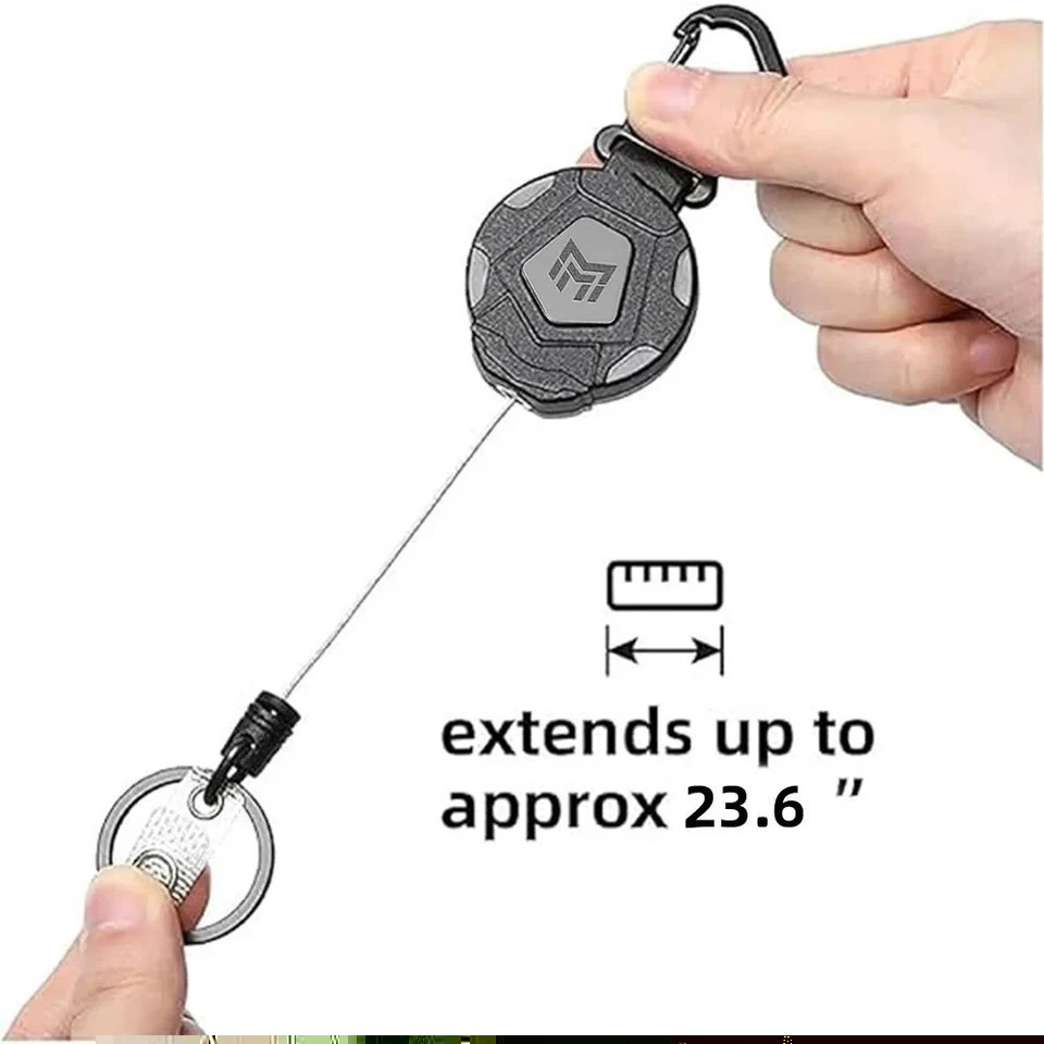 2Pack Heavy Duty Retractable Keychain, Tactical ID Badge Holder Reel Carabiner C