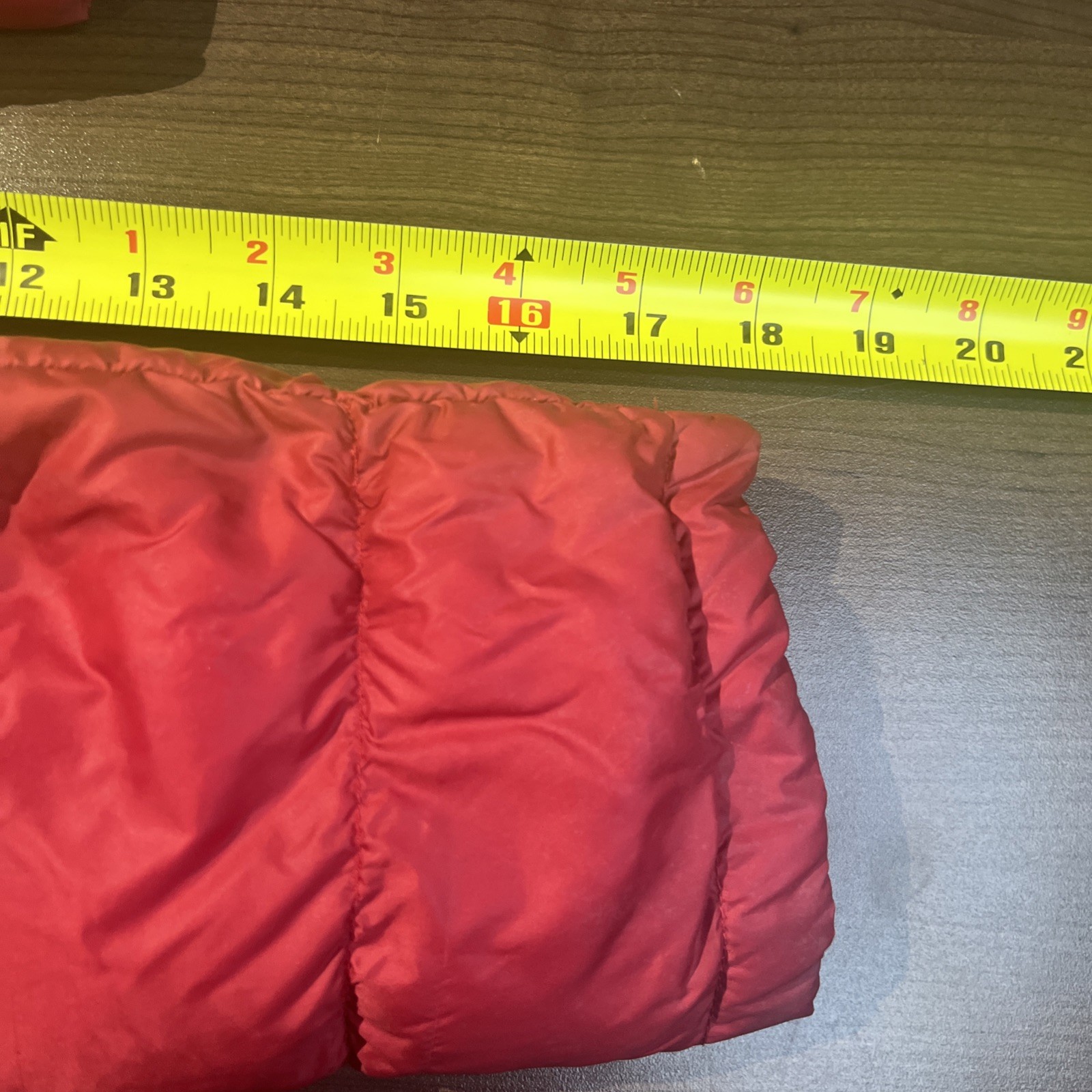 Michael Kors Youth Size Large Puffer Jacket Red With Rip On Hood. See Picture