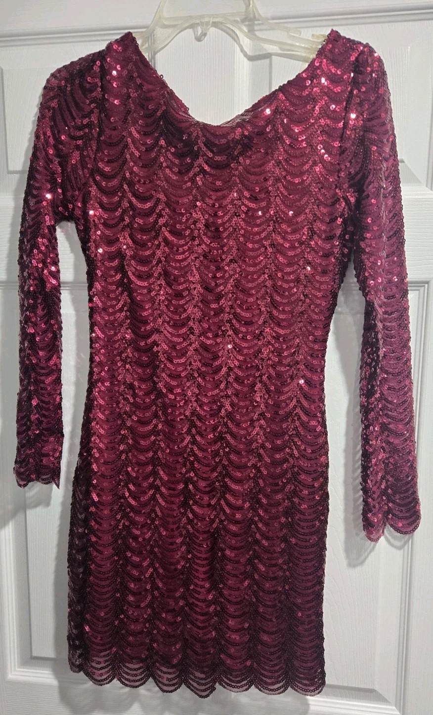 Charlotte Russe Burgundy Bodycon Mini Sequence Cocktail Dress Woman’s XS