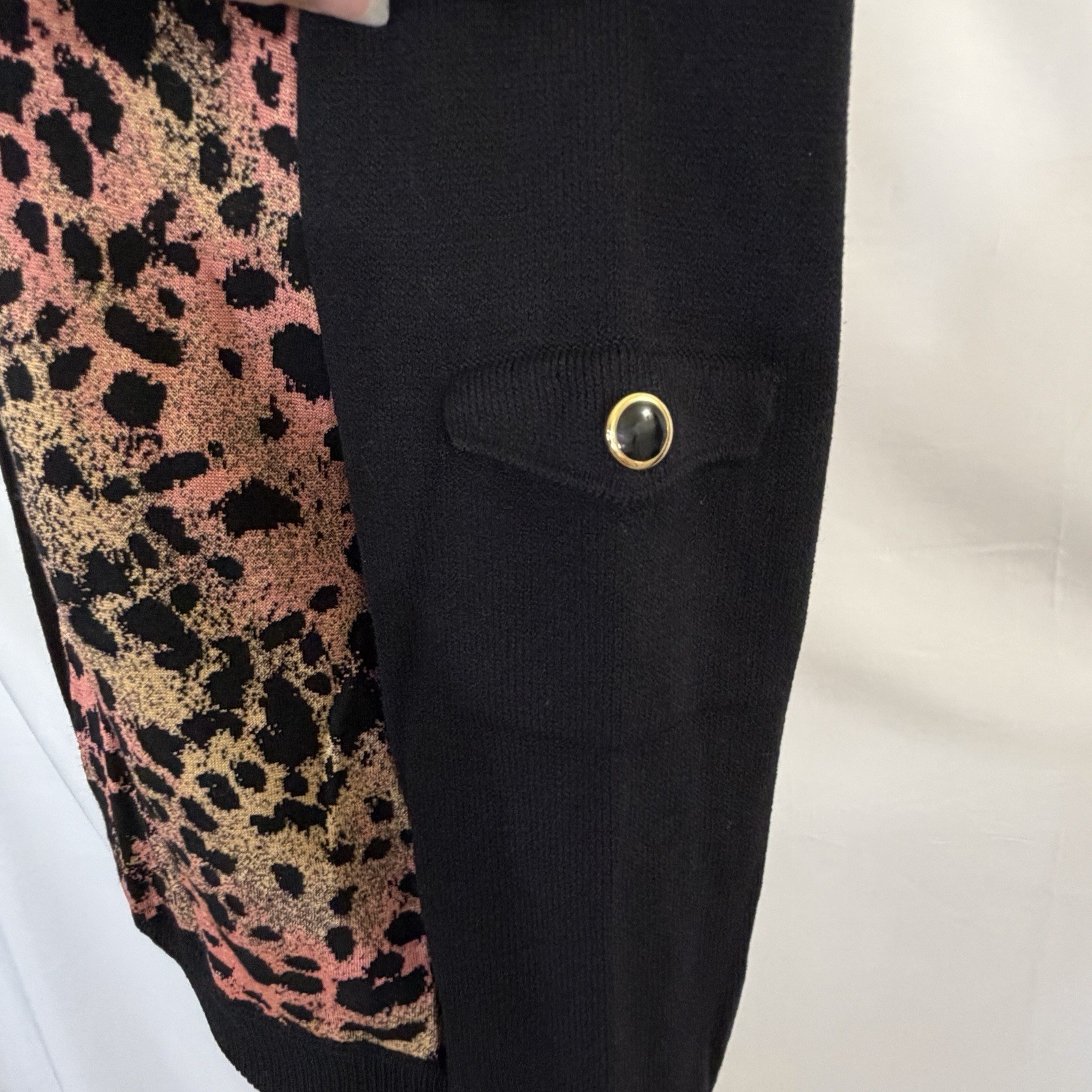 St. John Collection Pink Leopard Santana Knit Jacket Sz 8