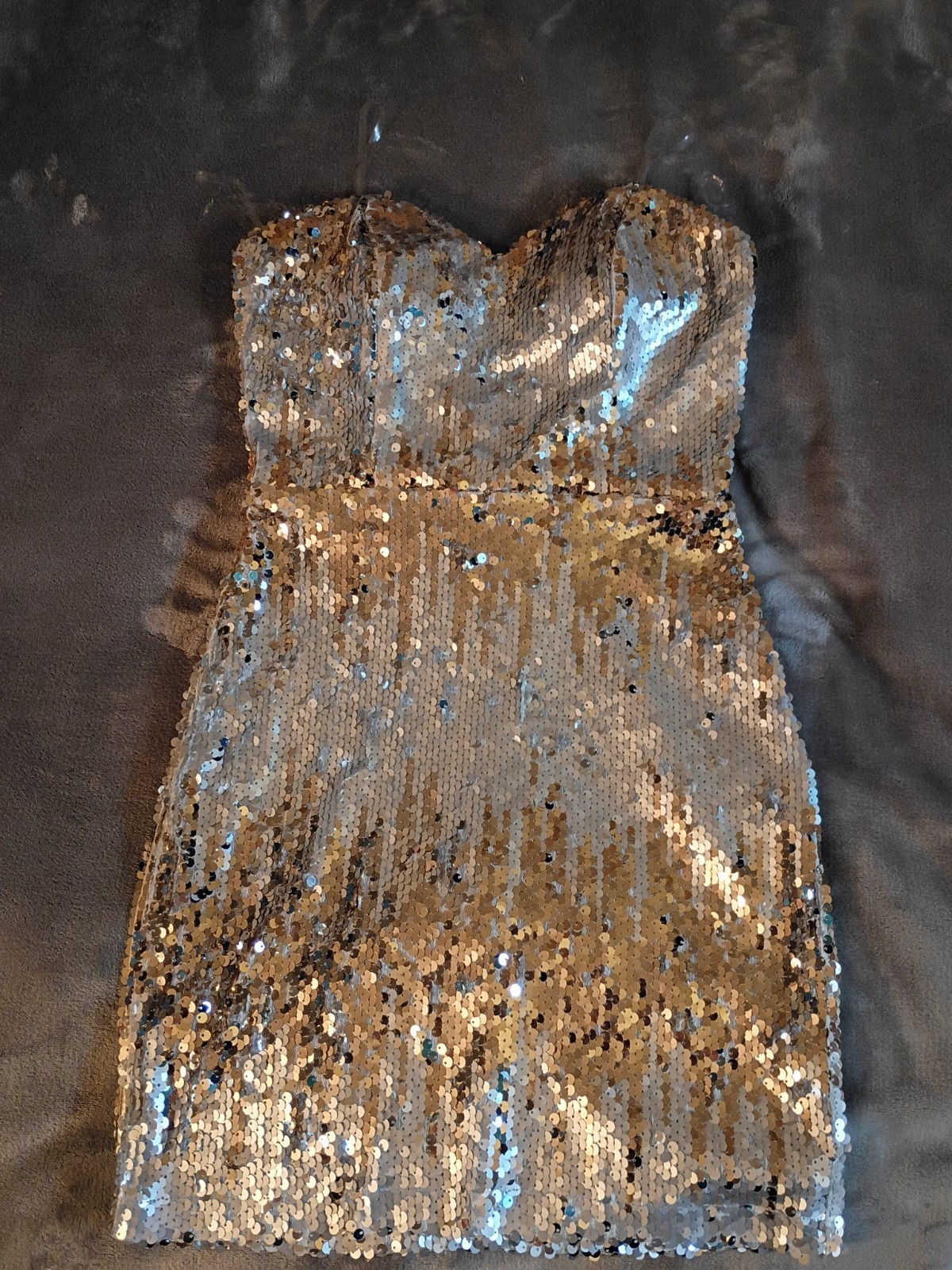 Social Couture Gold Sequin Sweetheart Bodycon Mini Dress Size S PR218139
