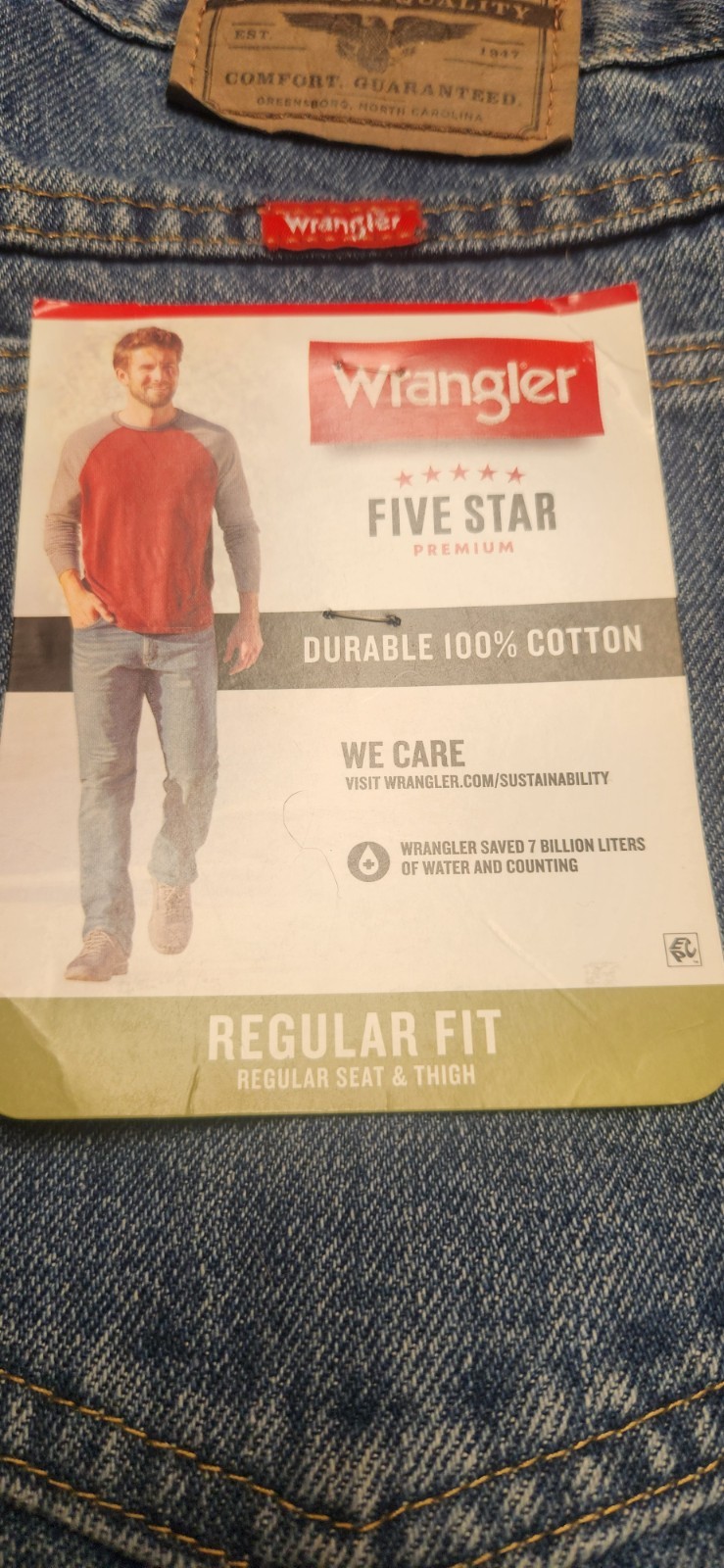 Wrangler Five Star Premium Denim Men’s Regular Fit Jeans Dark Stonewash 96501DS