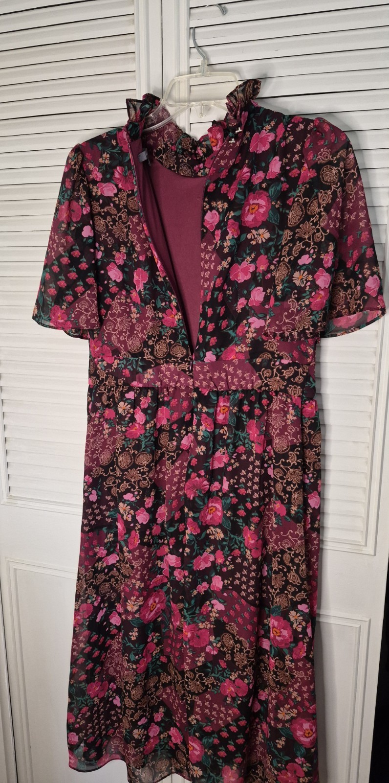 Julia Jordan Women’s Floral Dress Size 6 Midi High Neck Paisley Ruffled Lined