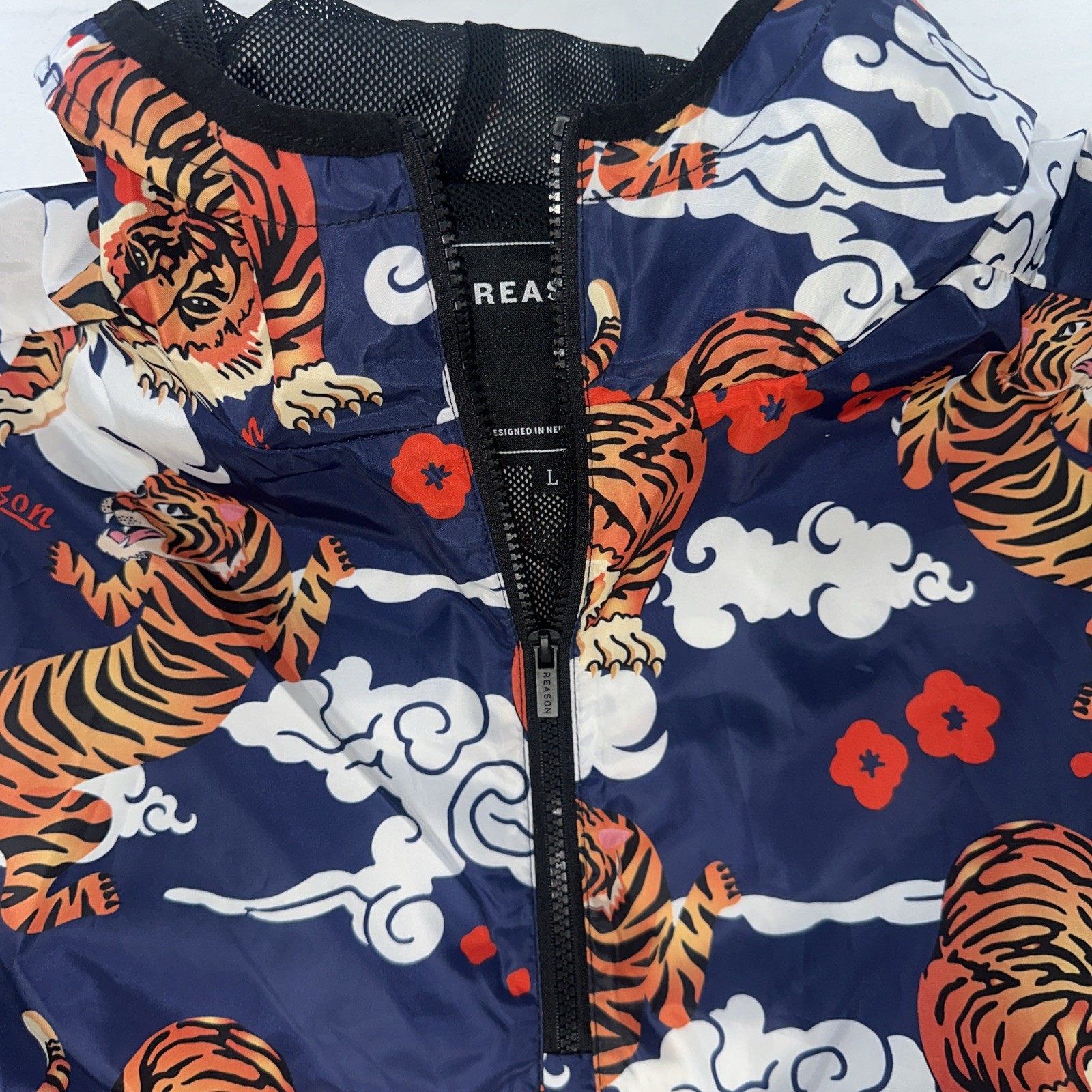NWT Size Large Reason Brand Anorak Hooded Windbreaker Jacket Tiger Balm Pullover