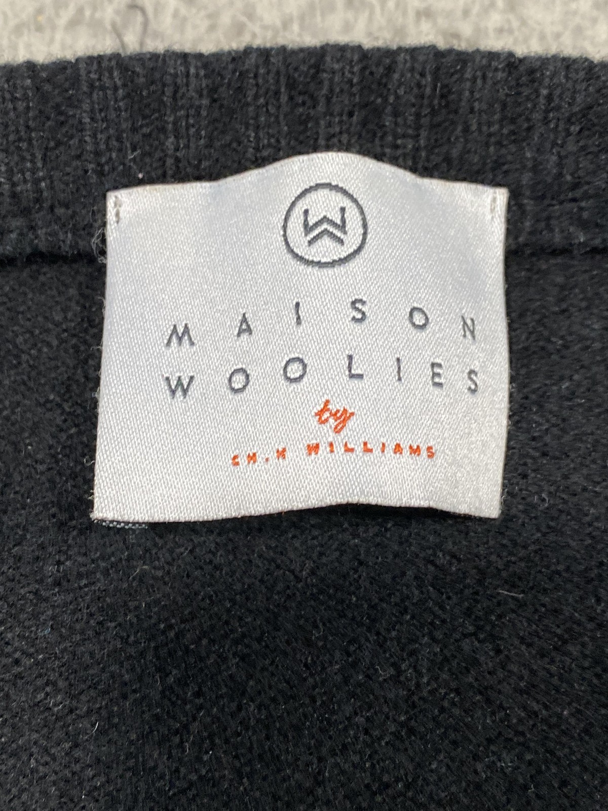Maison Woolies Sweater Mens 3XL Black Lambswool V Neck Knit Pullover Italy
