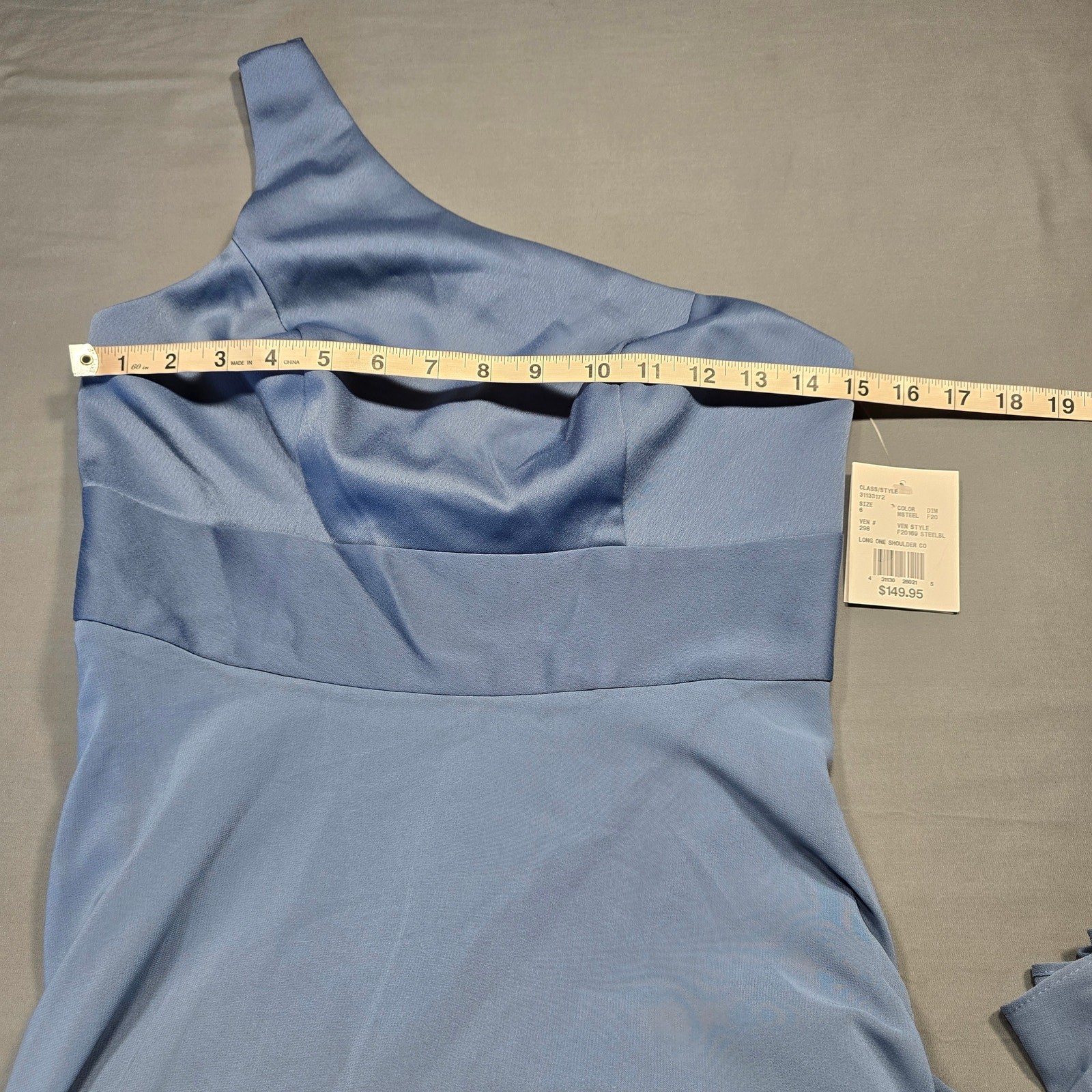 David’s Bridal Blue Formal Maxi Long One Shoulder Gown Zip NEW $149 Women Size 6
