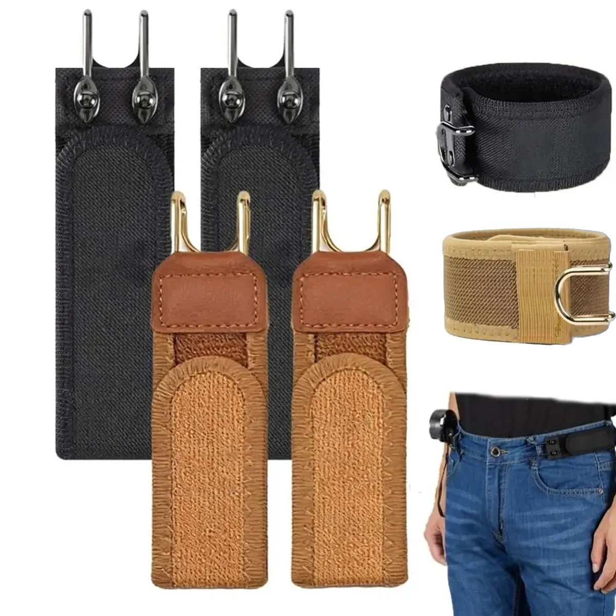 Unisex Buckleless Elastic Belt Adjustable Metal Hook Comfort Waist