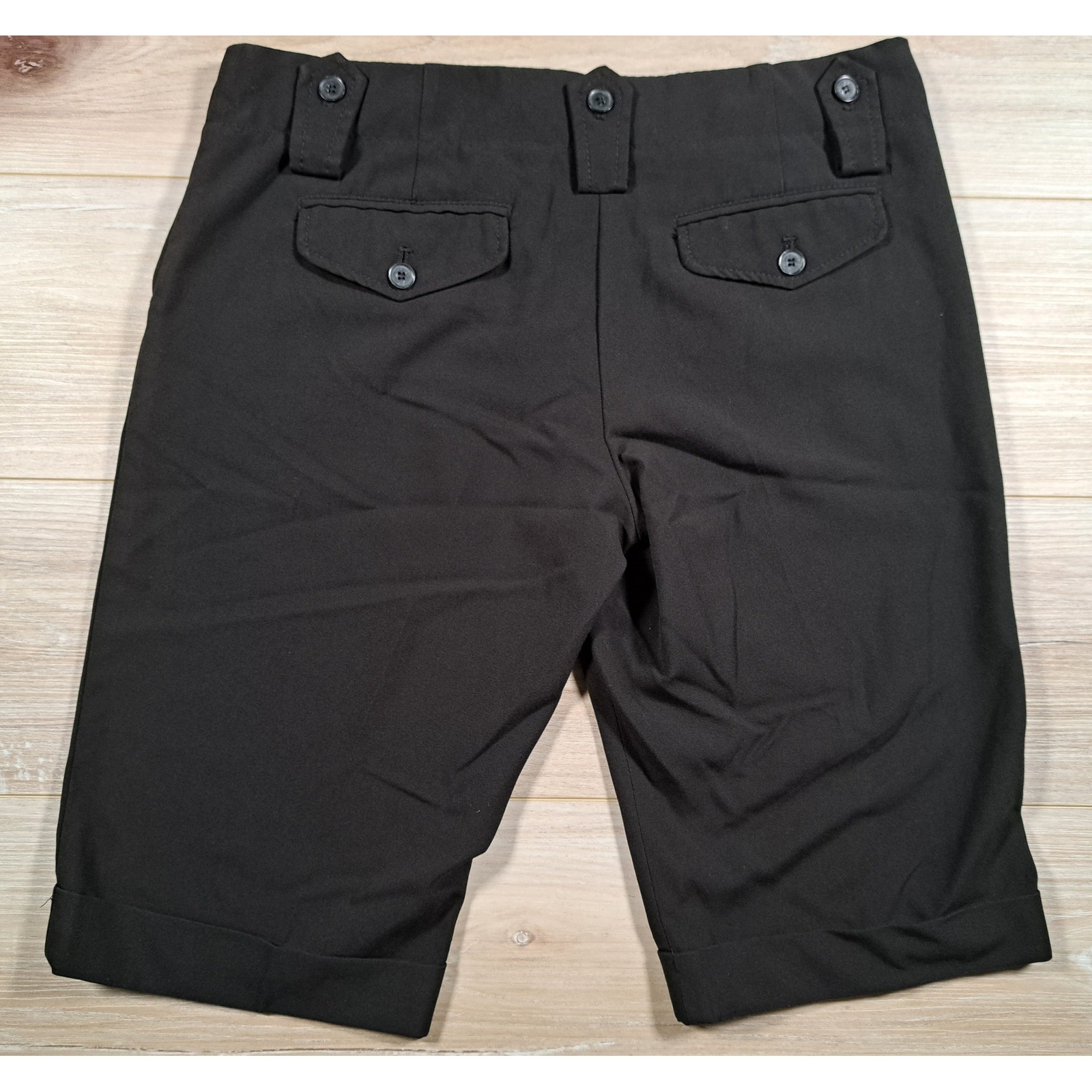 The Limited Drew Fit Black Dress Shorts Cuffed Mid Rise Career Size 8