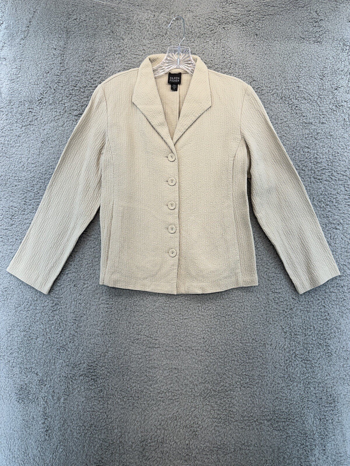 Eileen Fisher Womens Size XS Jacket Muslin Short Shaped Organic Cotton Jacquard