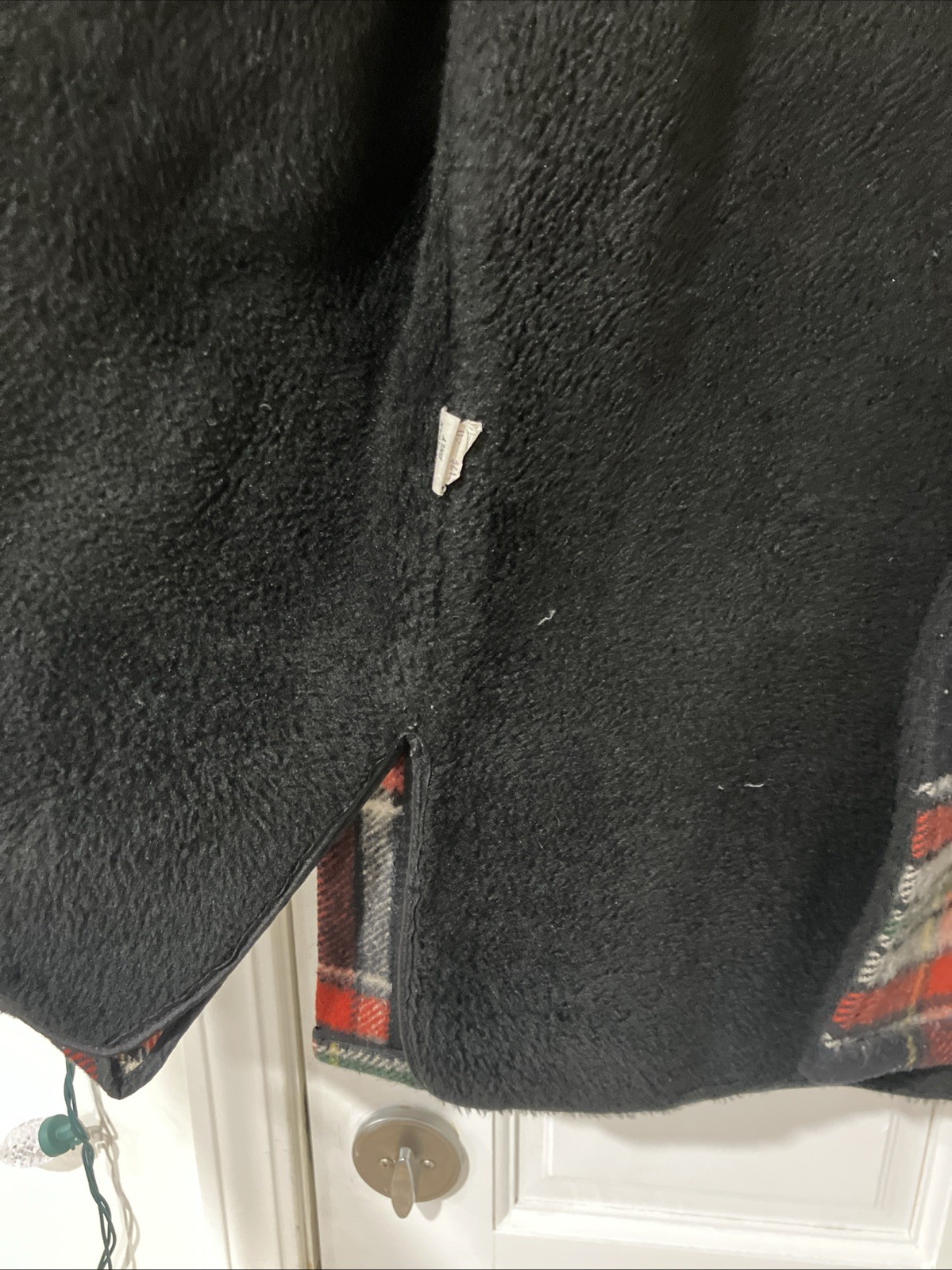 Vintage Plaid Fleece Lined Button Up Coat. Made In USA. Union Made. Size 40/M.