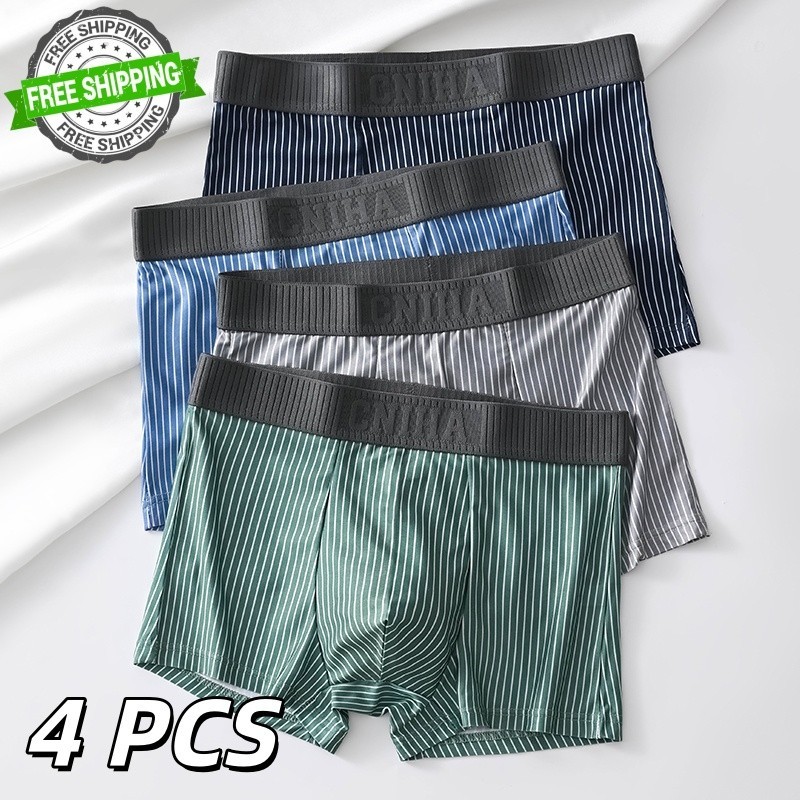 4 PCS Men’s Underwear Soft Boxer Briefs Breathable Comfortable Trunks