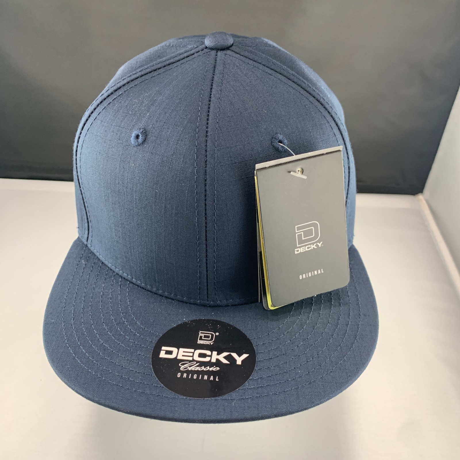 Ripstop Flat Bill Snapback Cap – Navy, Cotton Hat (Decky 360-NVY, New with Tags)