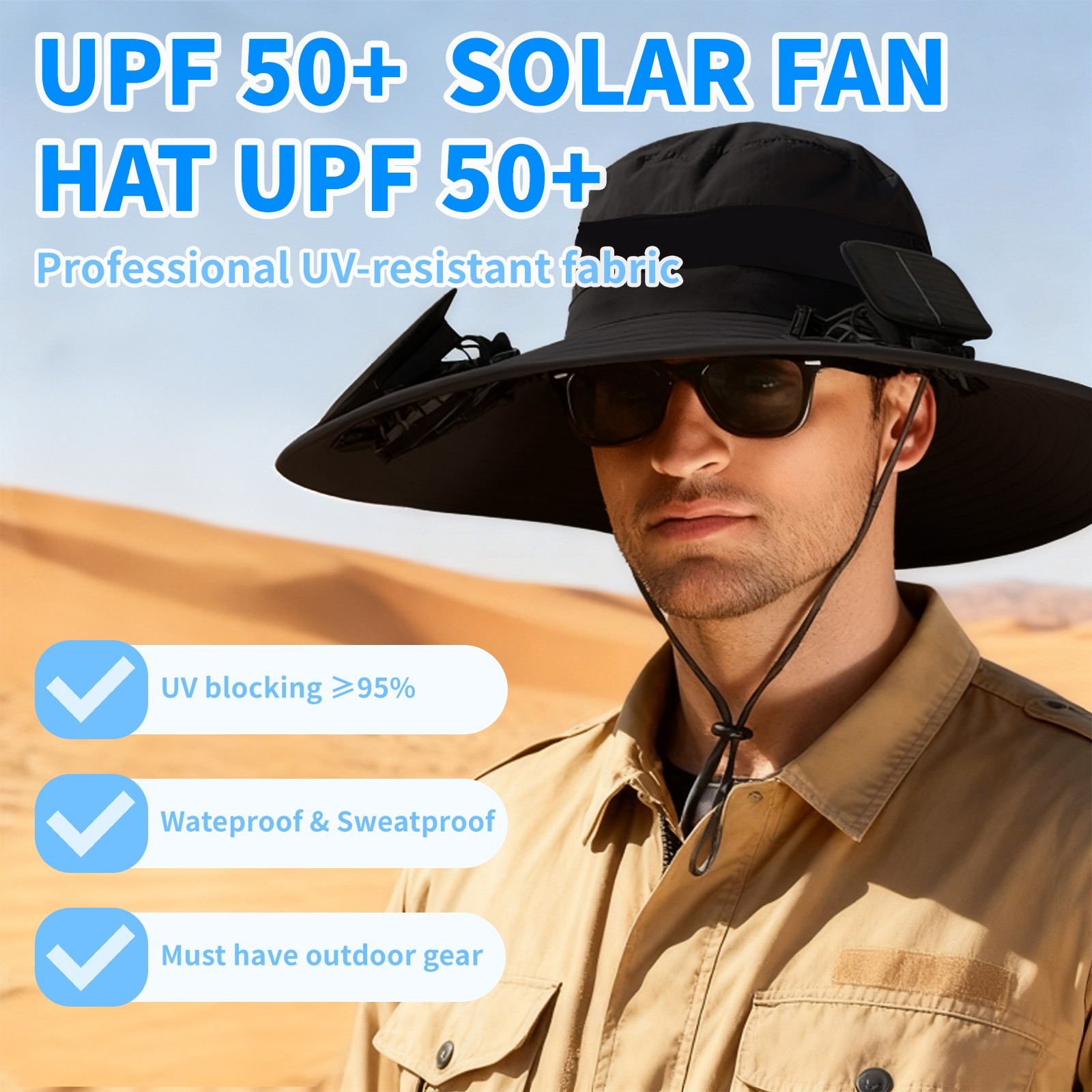 Solar & USB Powered Fan Hat Outdoor Fishing Hat Sunscreen Sun Hat With Dual Fan