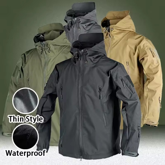 Waterproof Tactical Jacket Mens Military Work Soft Shell Coat Windbreaker Jacket