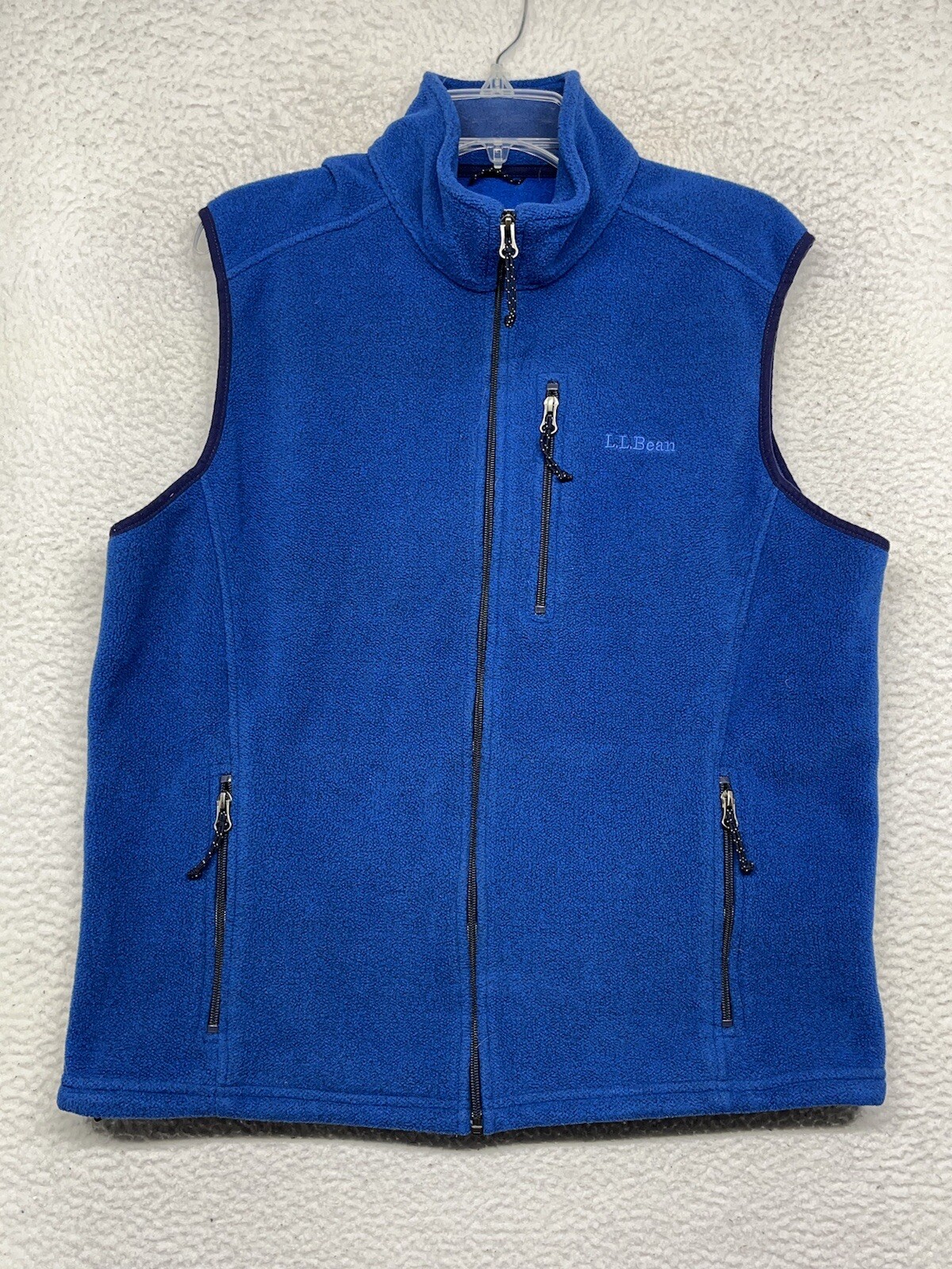 LL Bean Trail Model Fleece Vest Mens Large Regular Blue Full Zip Hiking