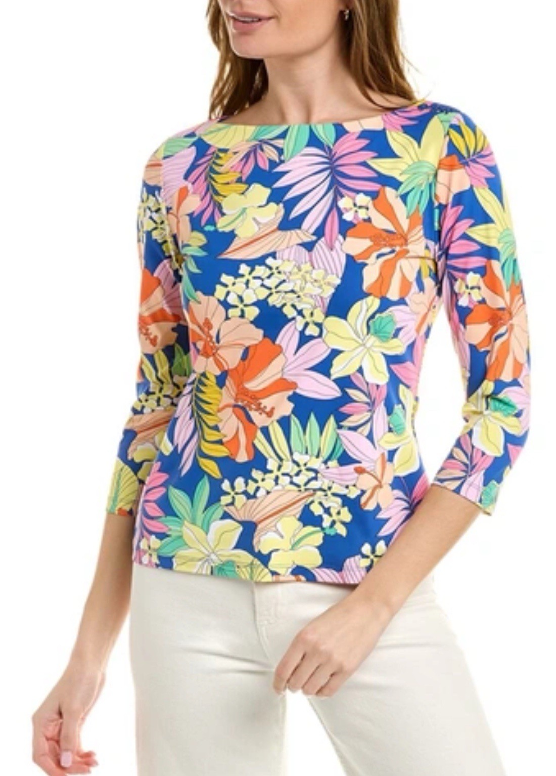 New J Mclaughlin Wavesong Top Catalina Cloth Stretch Multicolor Floral Bright S