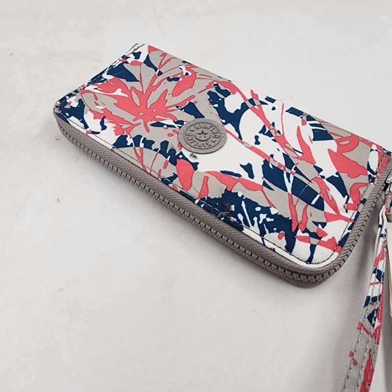 Kipling Canvas Zip Around Wallet Wristlet Women’s OS Autumnal Field Abstract