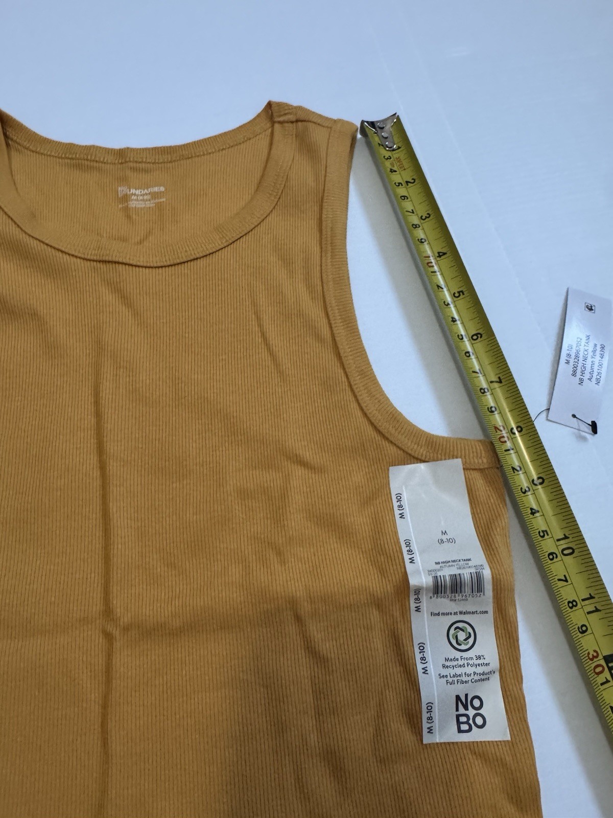 No Boundaries Womens M 8-10 Autumn Yellow Ribbed High Neck Tank Top NWT
