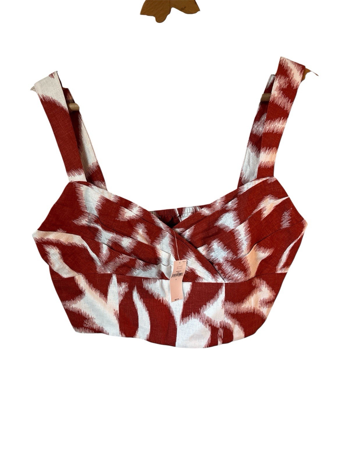 NWT Banana Republic Linen Blend Abstract Print Rust Cropped Top Size 6 Festival