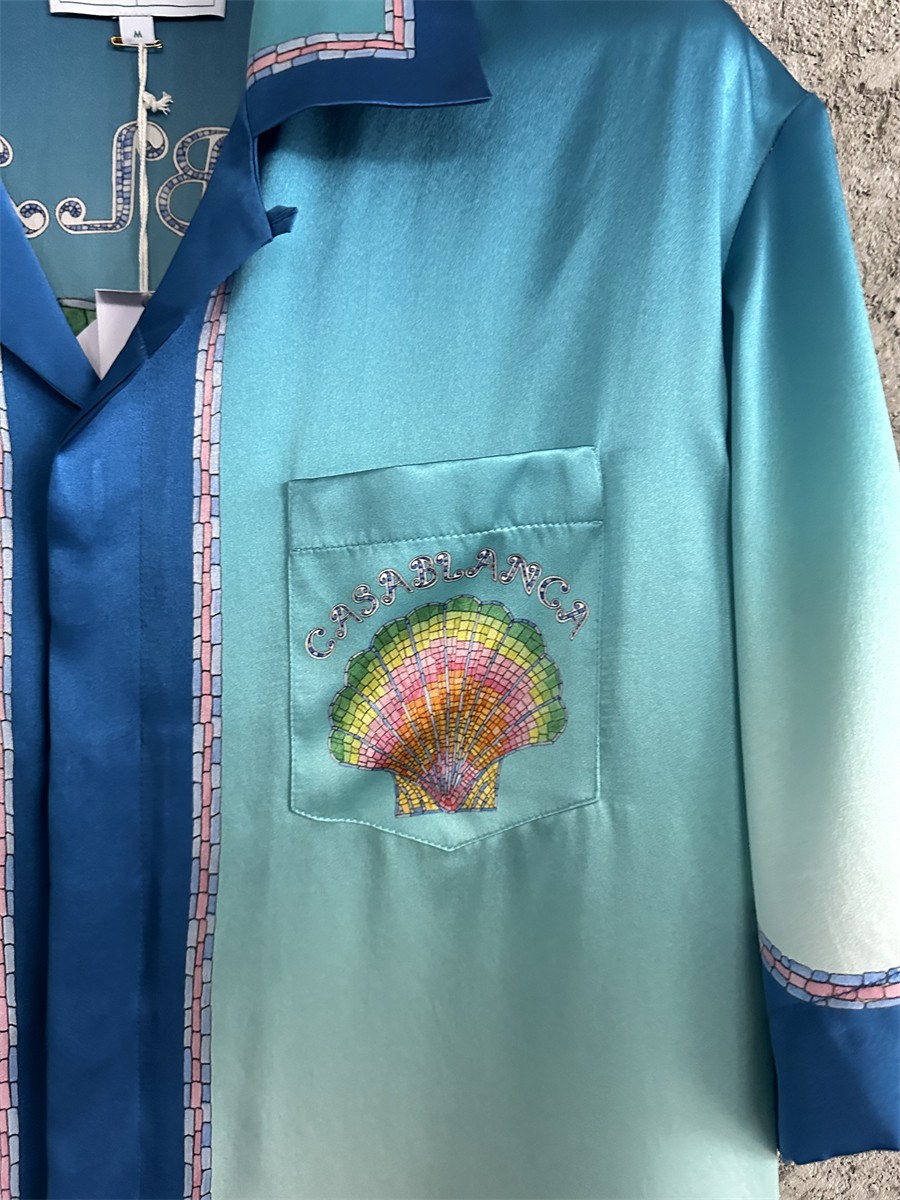 New CASABLANCA Summer Shell Print Lightweight Short Sleeve Premium Relaxed Shirt