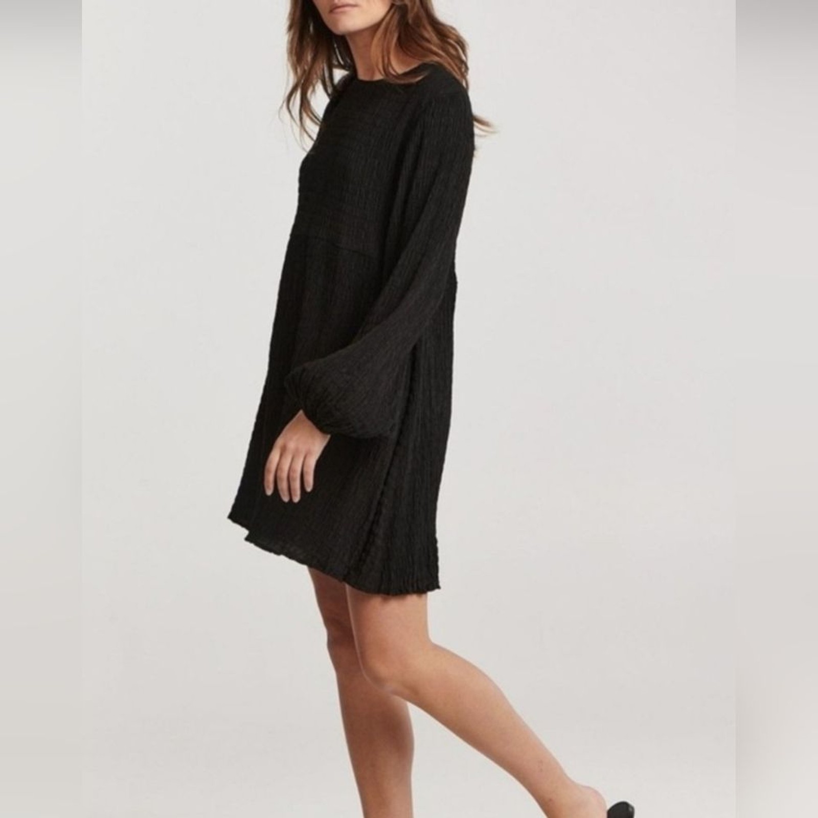 Charlie Holiday Anthropologie Isla Mini Dress Black 100% Cotton Medium 6-8 NWT