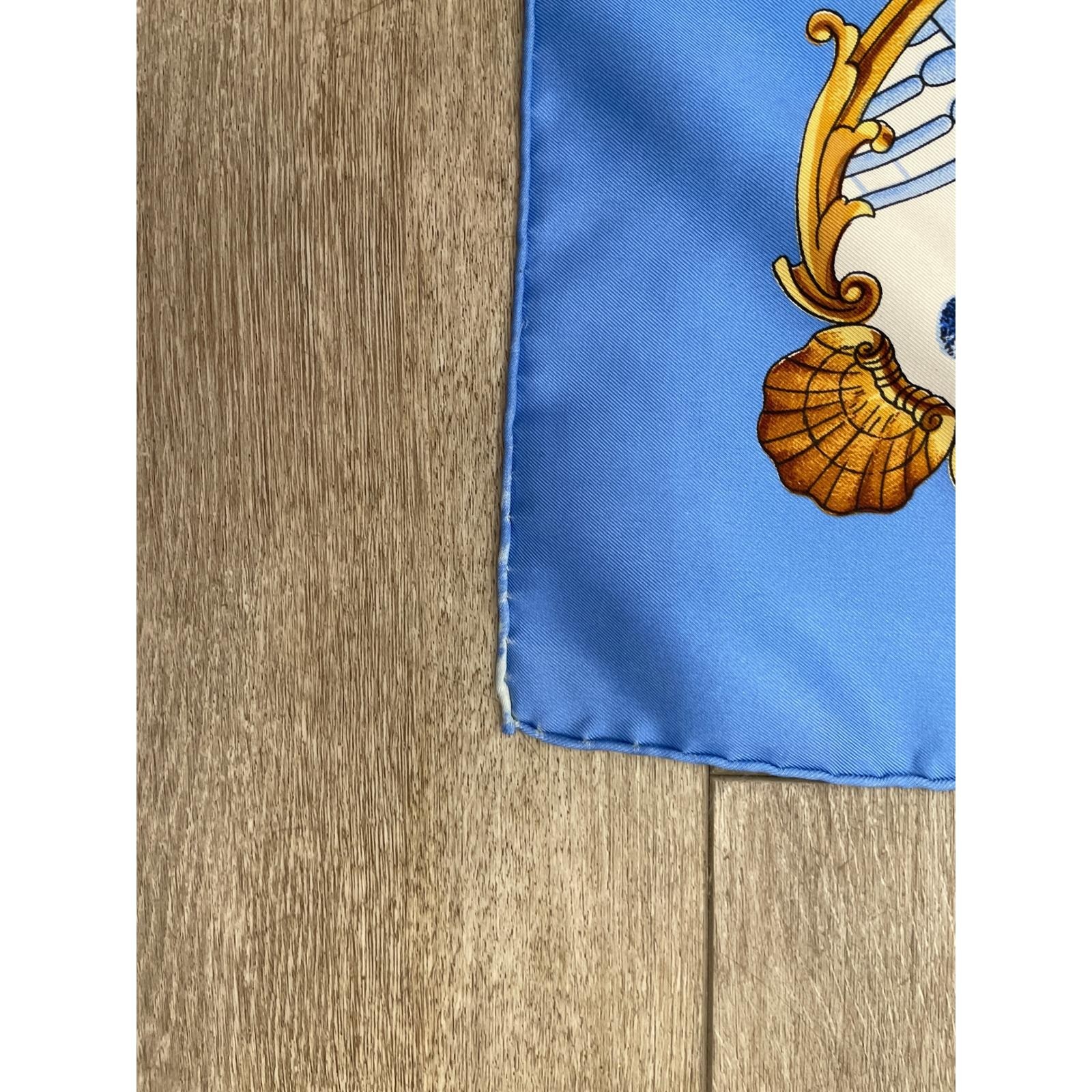 Hermes Silhovettes Navales Silk Scarf Blue Philippe Ledoux Nautical 35in Square