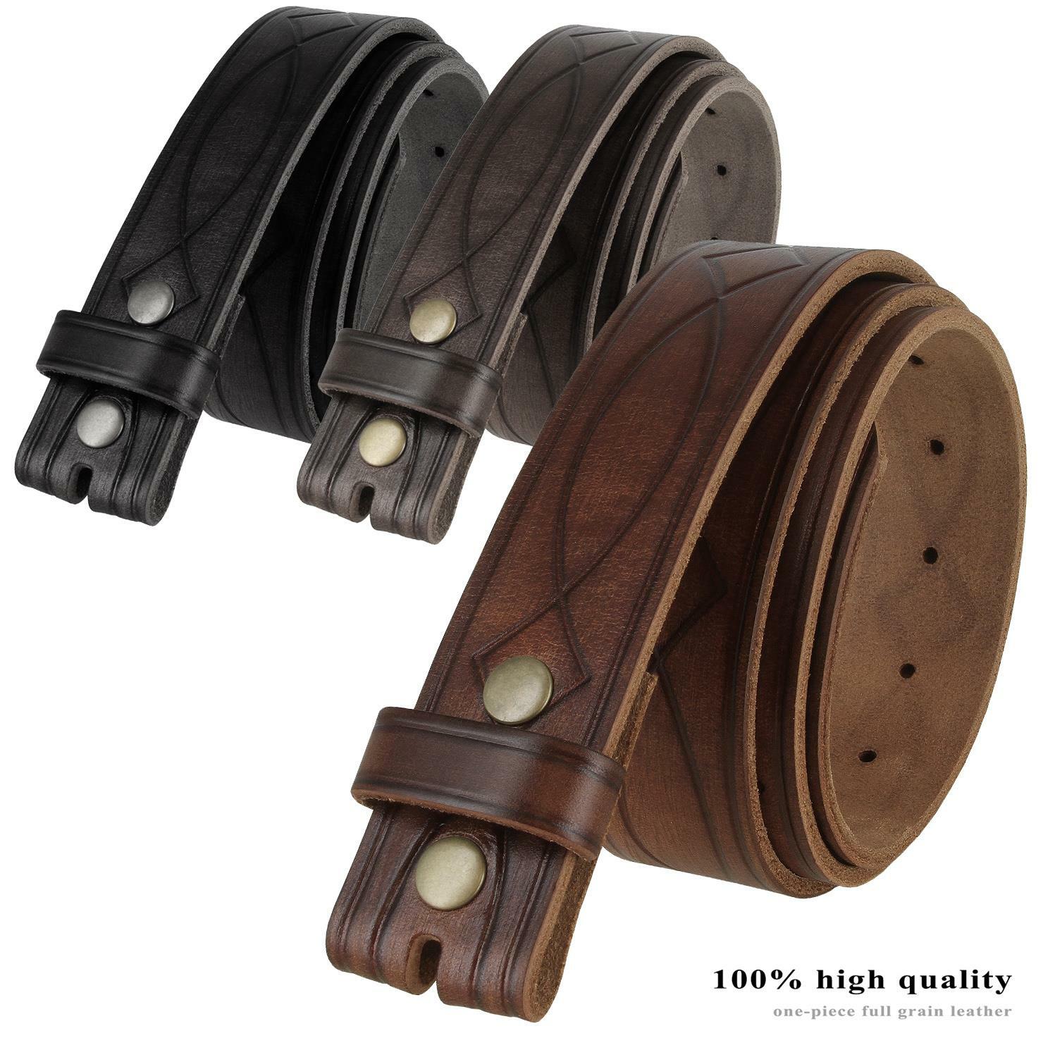 Genuine One Piece Full Grain Leather Hand Tooled Engraved Belt Strap 1-1/2″ Wide
