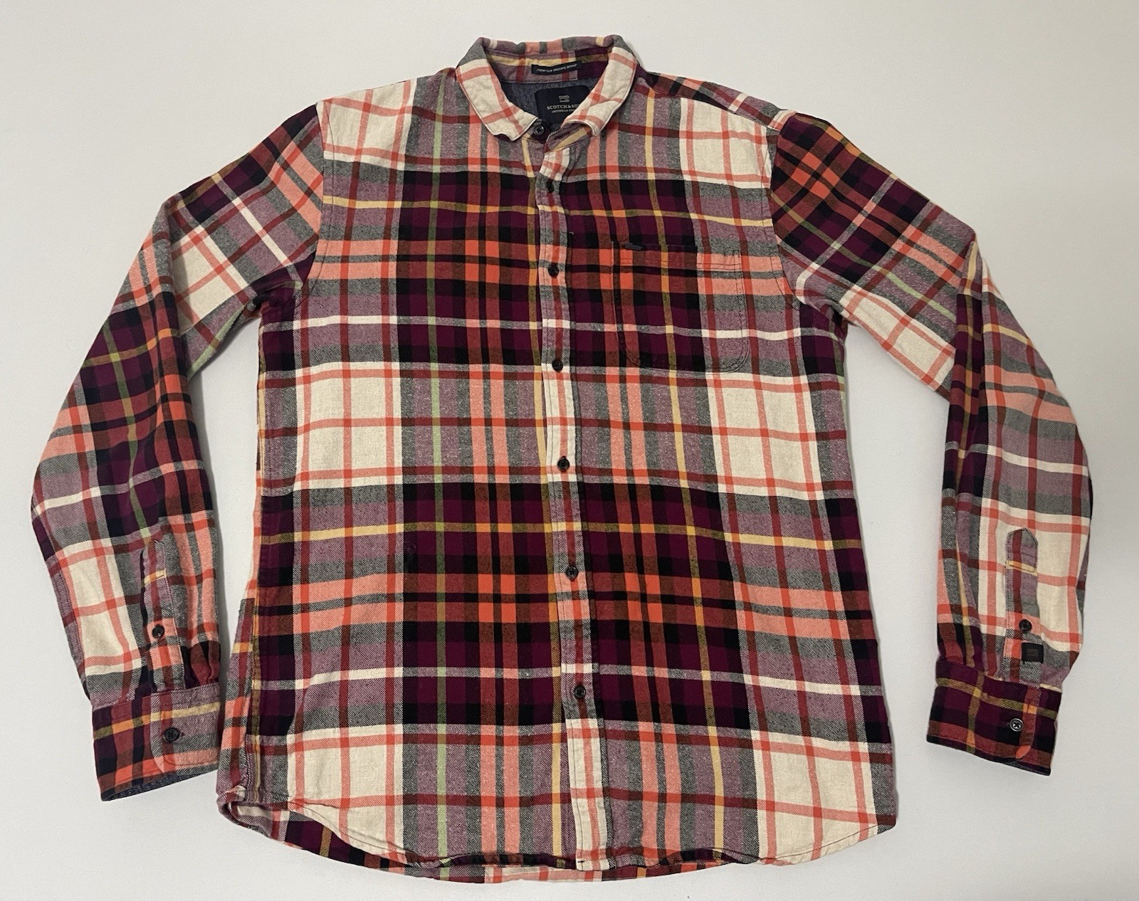 SCOTCH & SODA Flannel Check Regular Shirt Casual Formal Men Size M