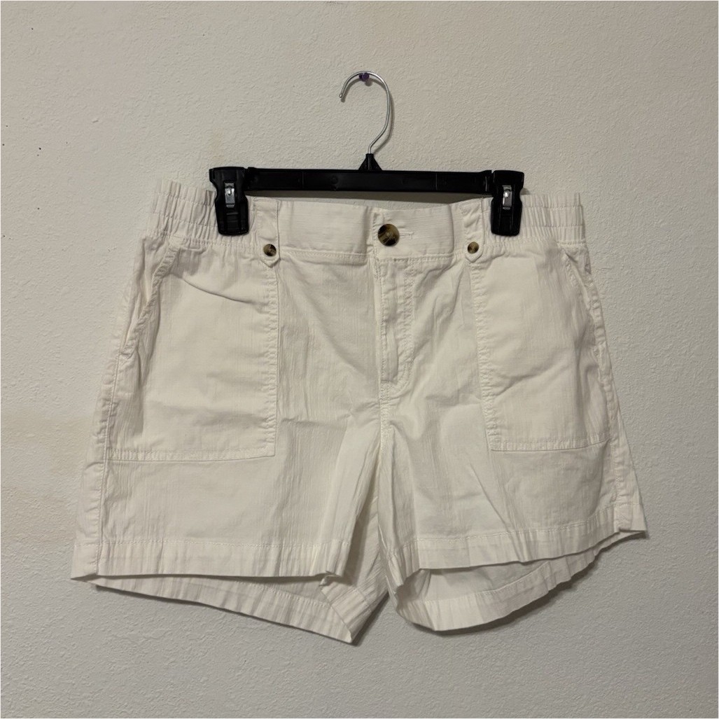 Sonoma Goods For Life Women’s Utility Shorts White 16 Elastic Waist Pockets
