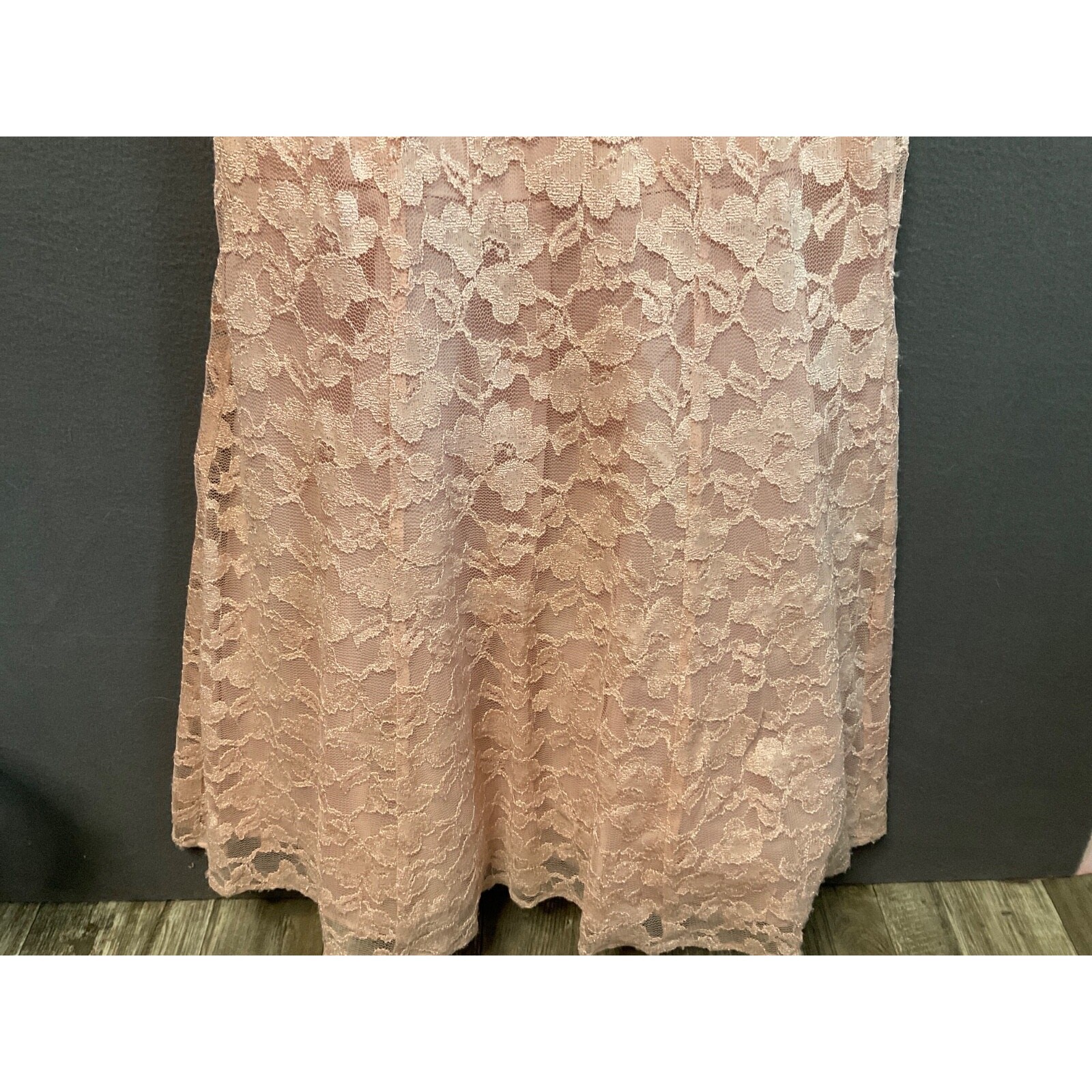 Chetta B Pink Floral Lace Maxi Dress Womens Size 12 Lined Formal Gown No Belt